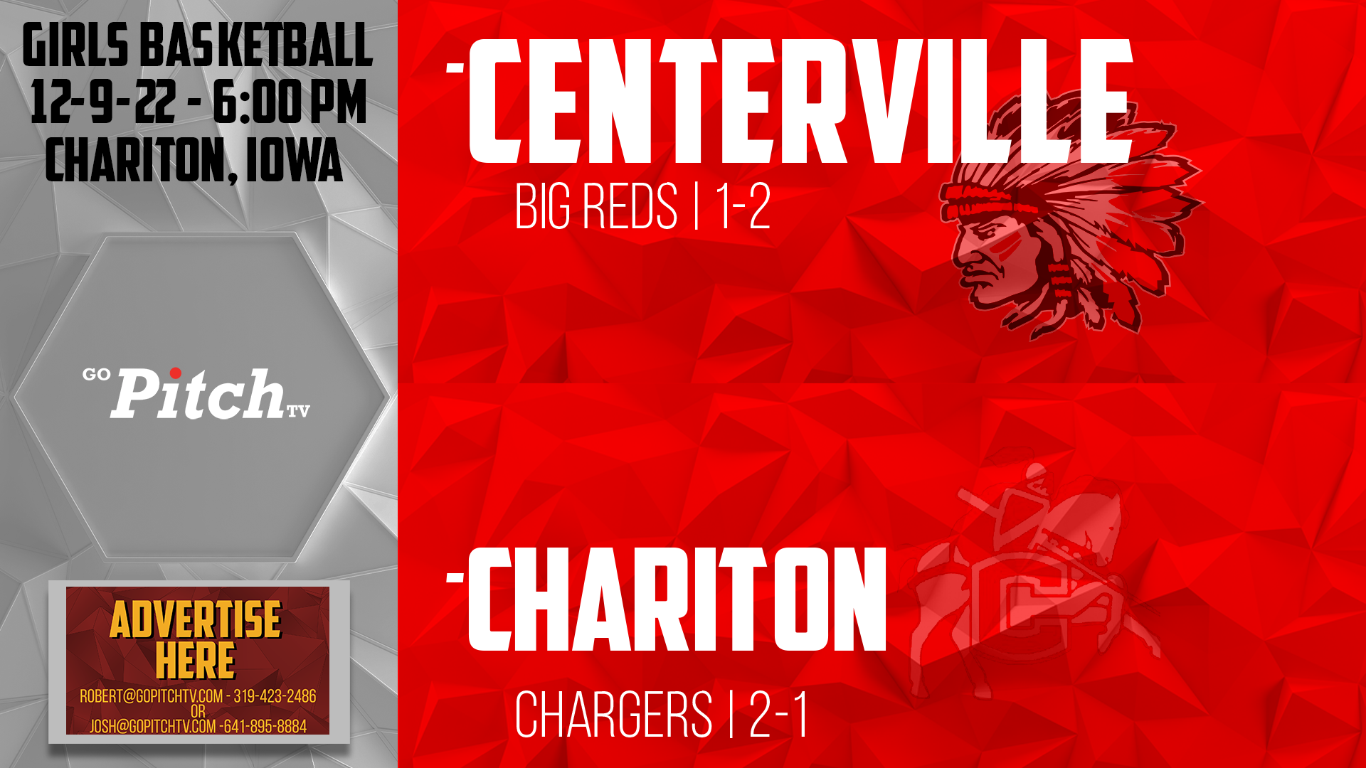 Centerville Girls Basketball vs Chariton 12-9-22