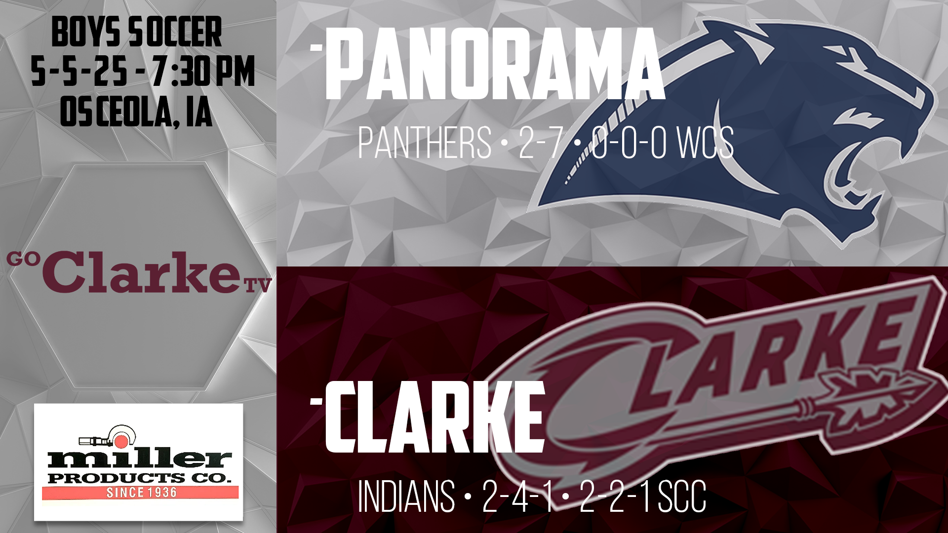 Clarke Boys Soccer vs Panorama 5-5-25