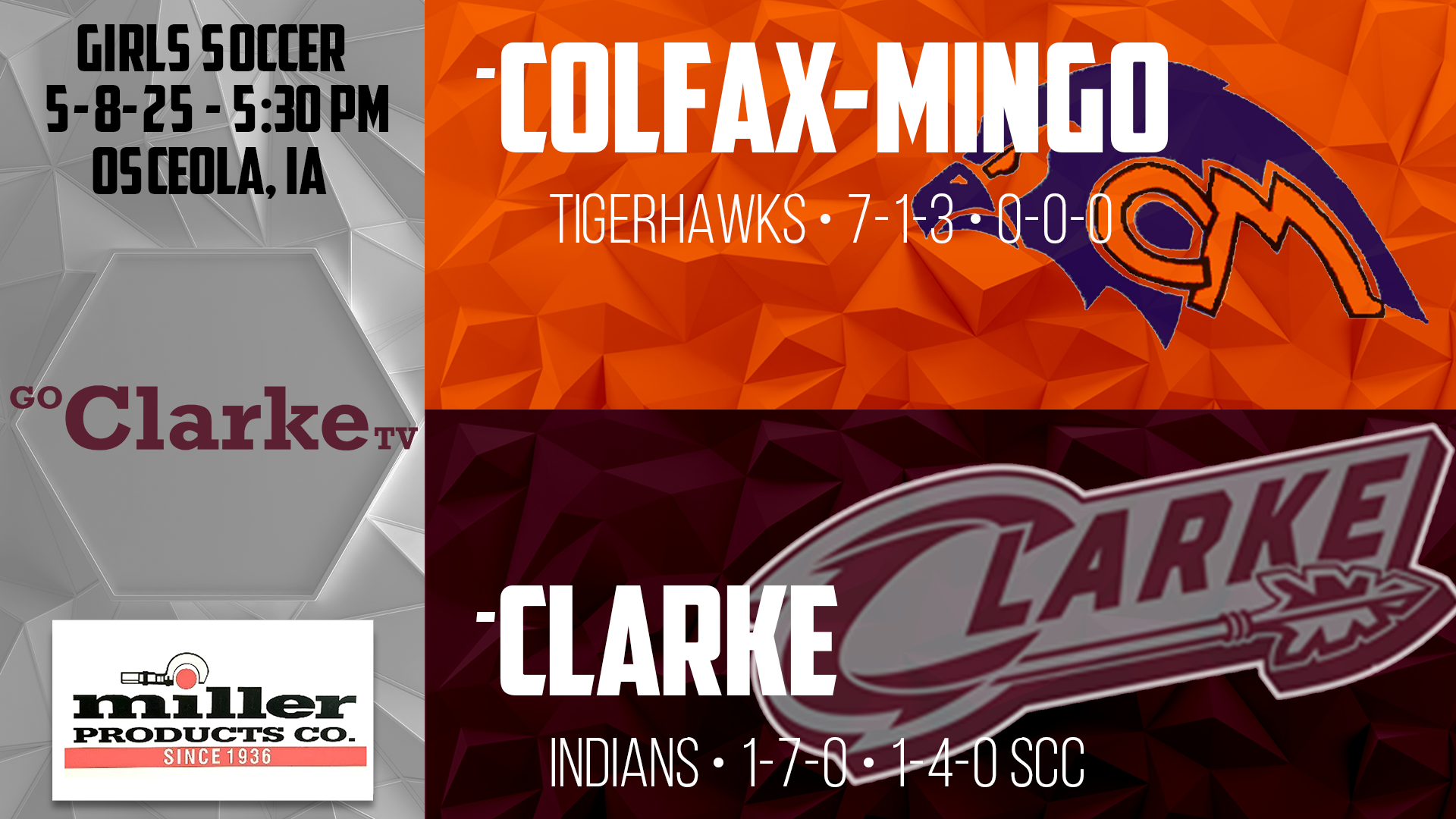 Clarke Girls Soccer vs Colfax-Mingo 5-8-25