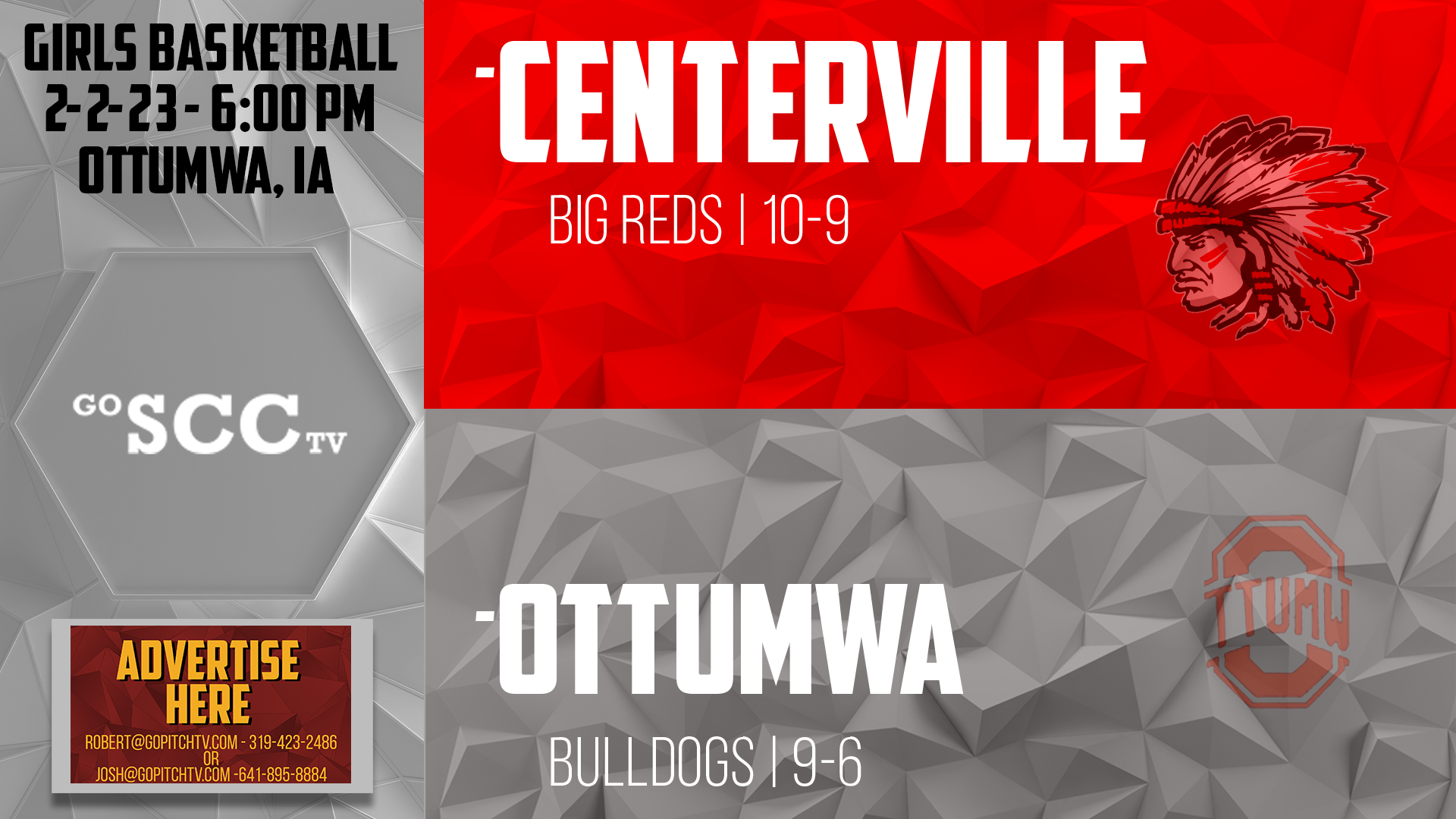 Centerville Girls Basketball vs Ottumwa 2-2-23