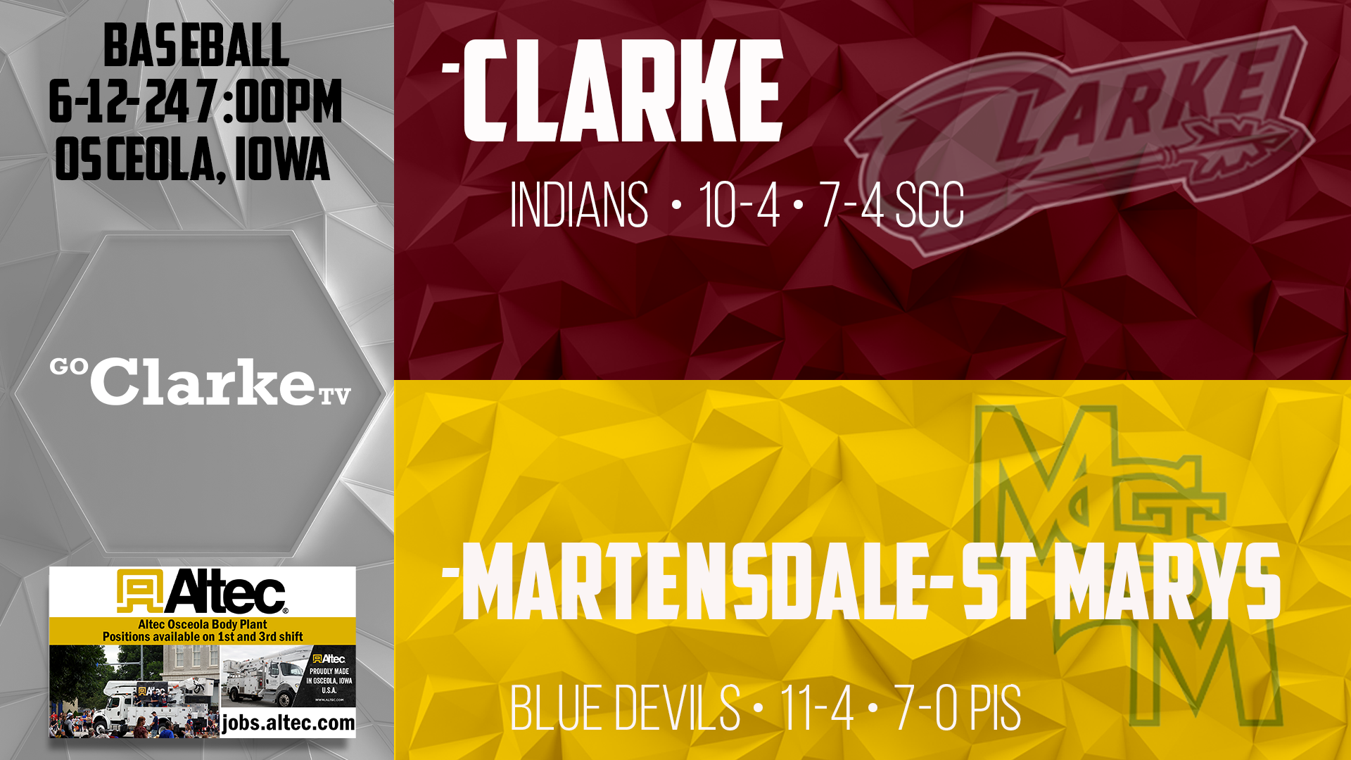 Clarke Baseball vs Martensdale-St- Marys 6-12-24