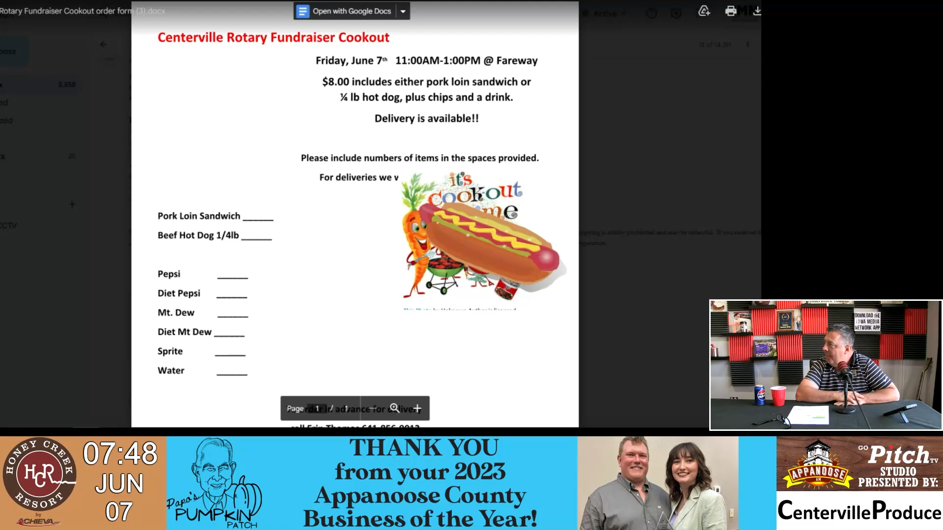 Centerville Rotary Club Fundraiser Cookout