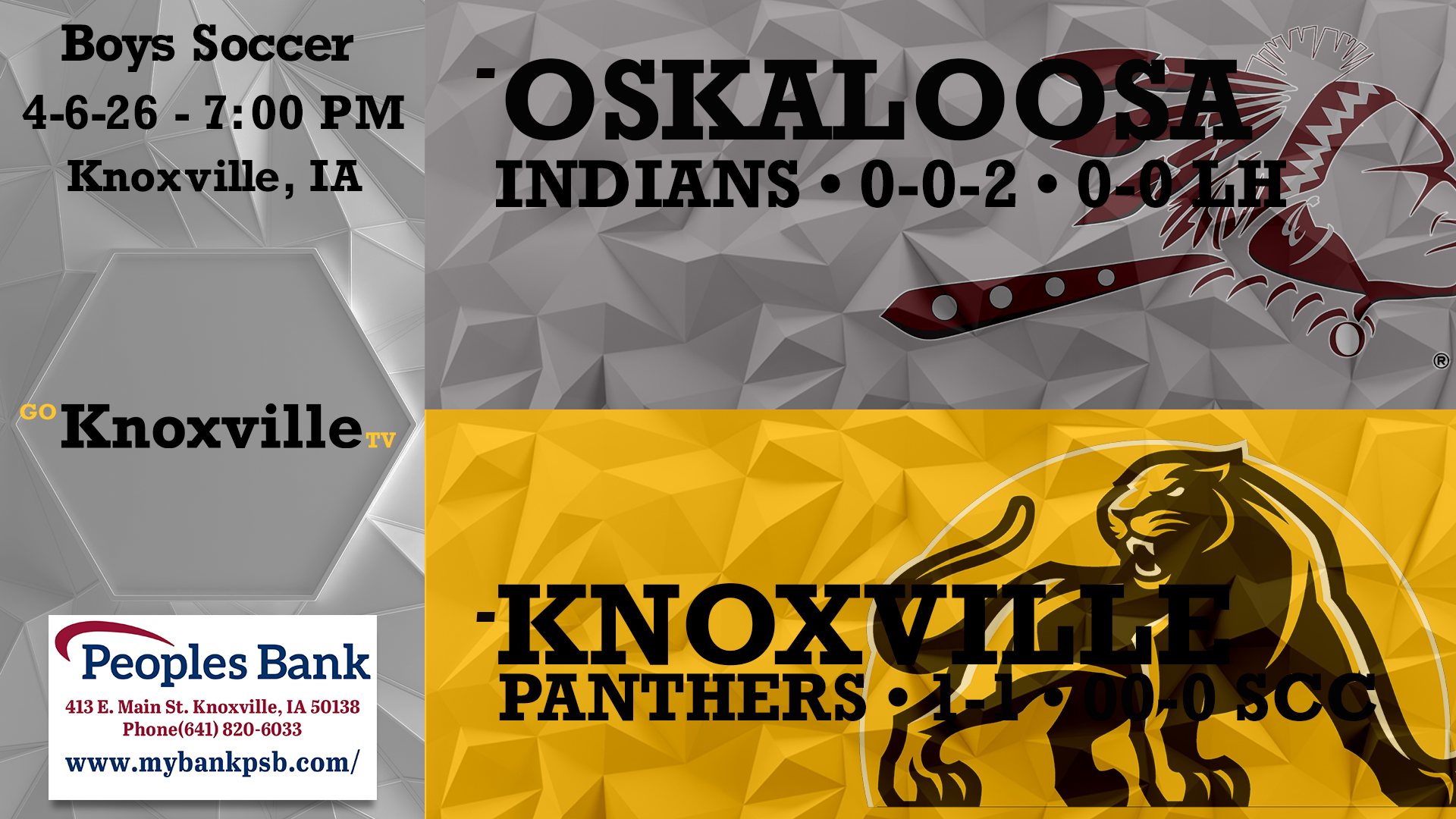 Knoxville vs Oskaloosa Boys Soccer 4-6-26