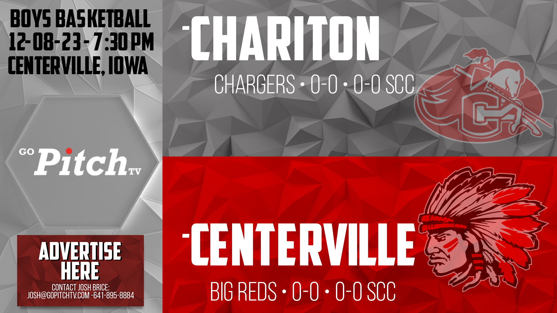 Centerville Boys Basketball vs Chariton 12-8-23