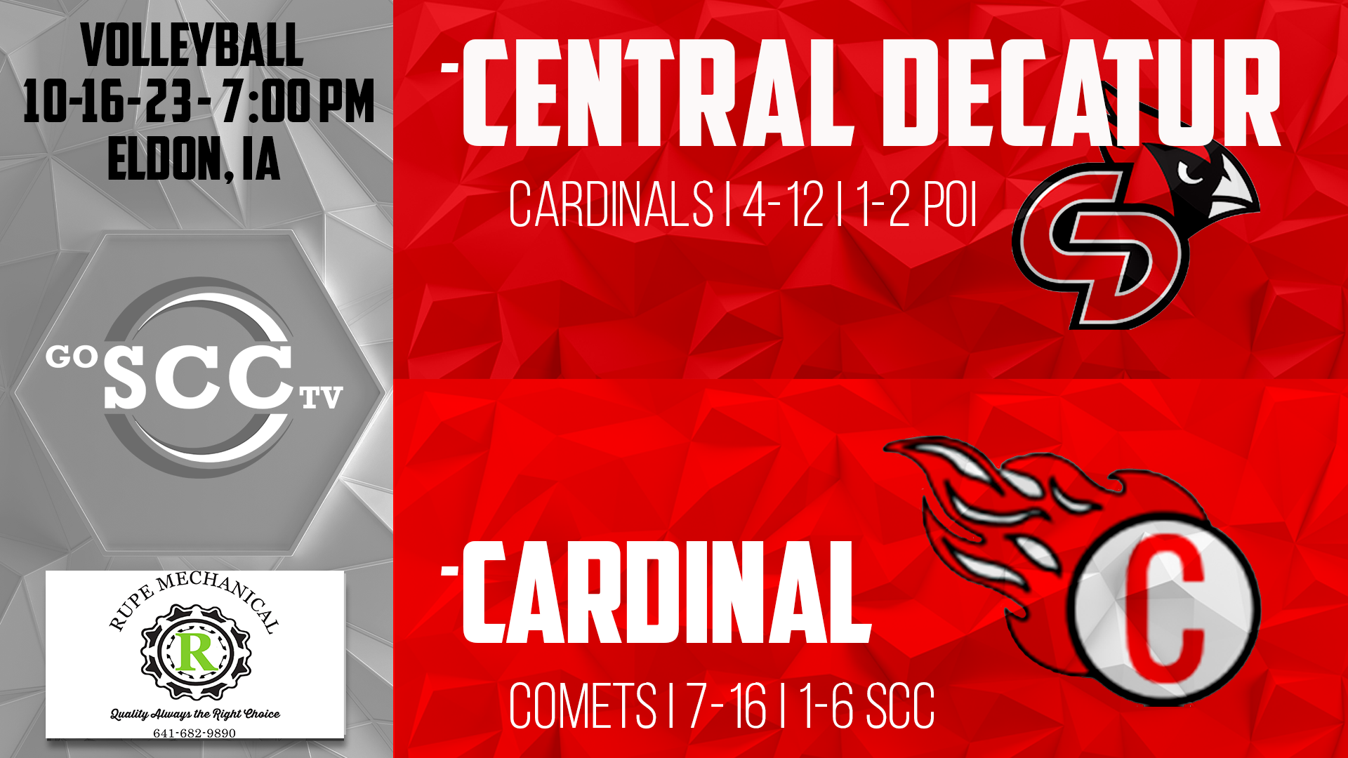 Cardinal Volleyball vs Central Decatur 10-16-23