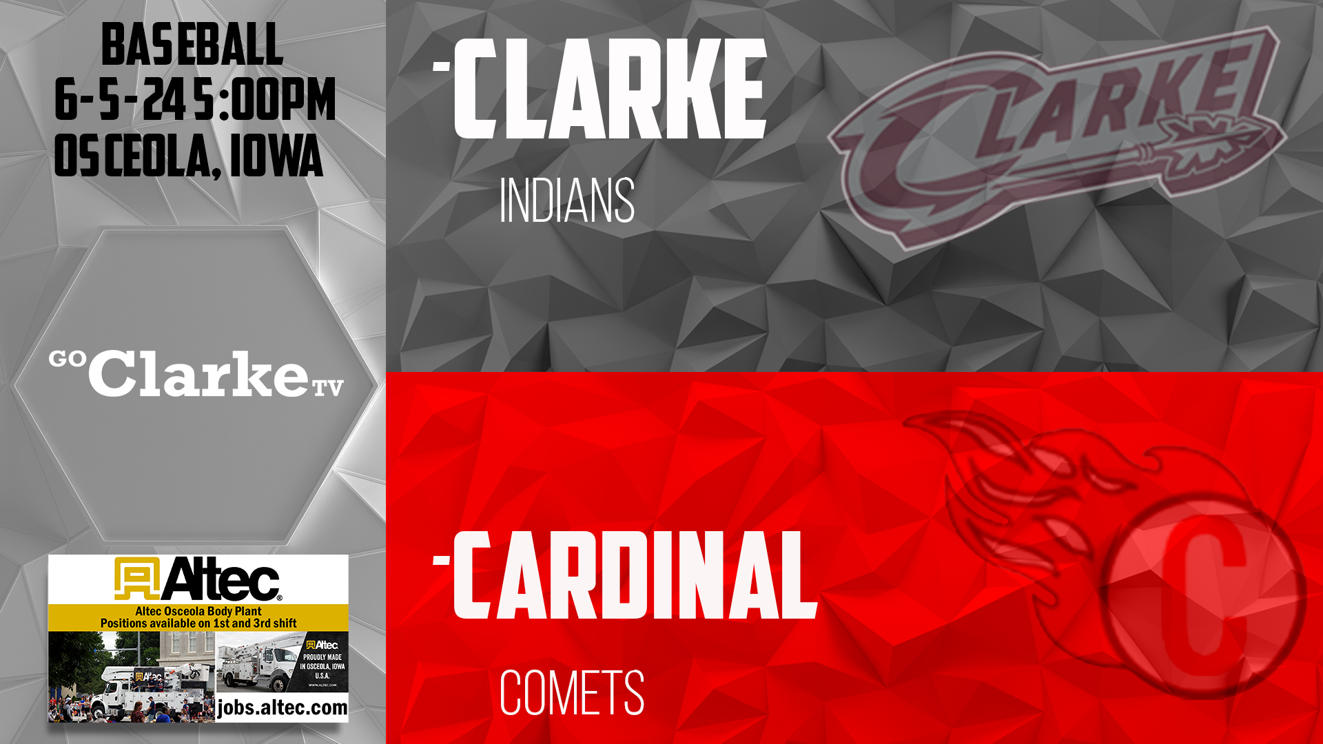 Clarke Baseball vs Cardinal 6-5-24