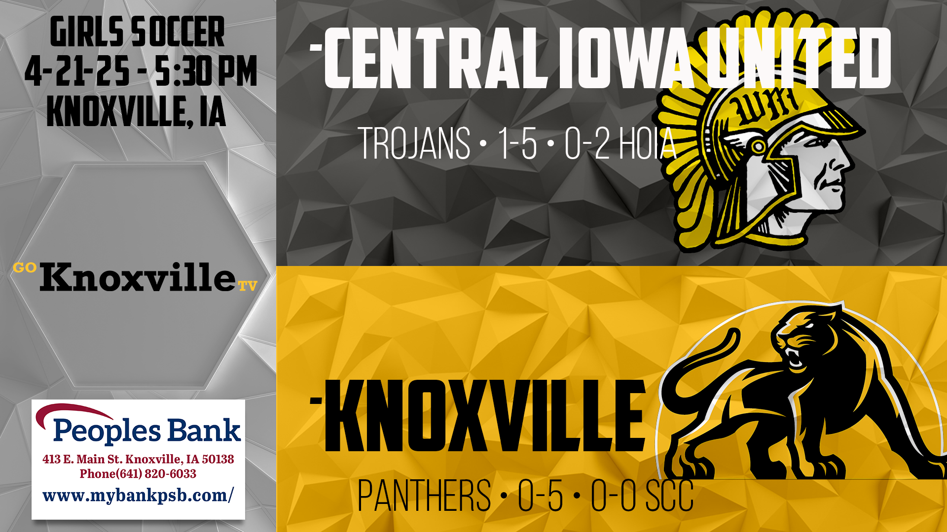 Knoxville Girls Soccer vs Central Iowa United 4-21-25