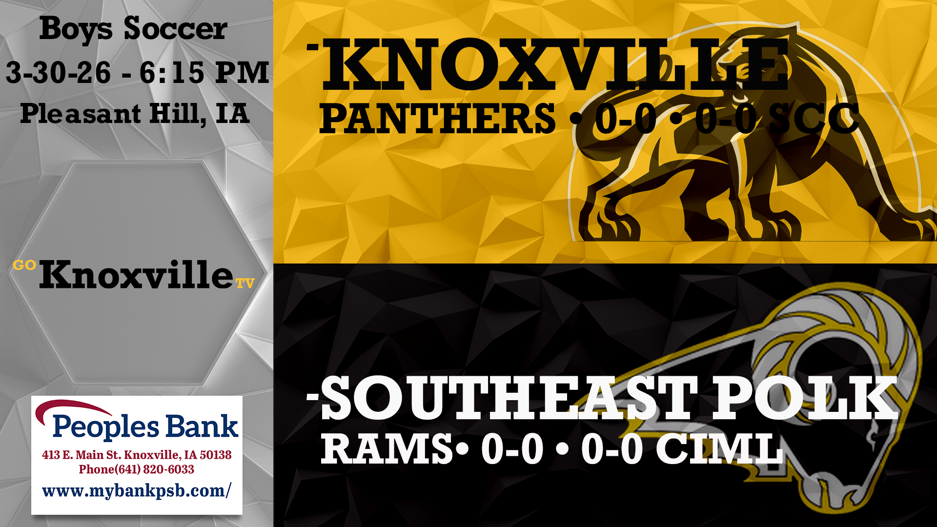 Knoxville at Southeast Polk Boys Soccer 3-30-26