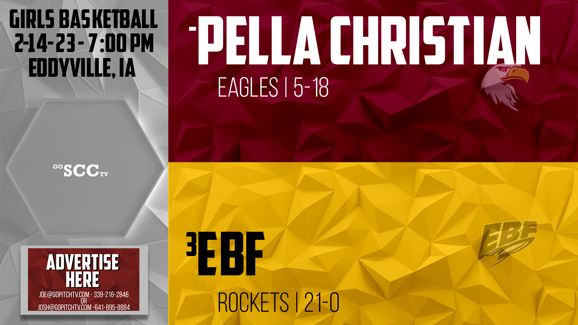 EBF Girls Basketball vs Pella Christian Class 2A-4 Round Two
