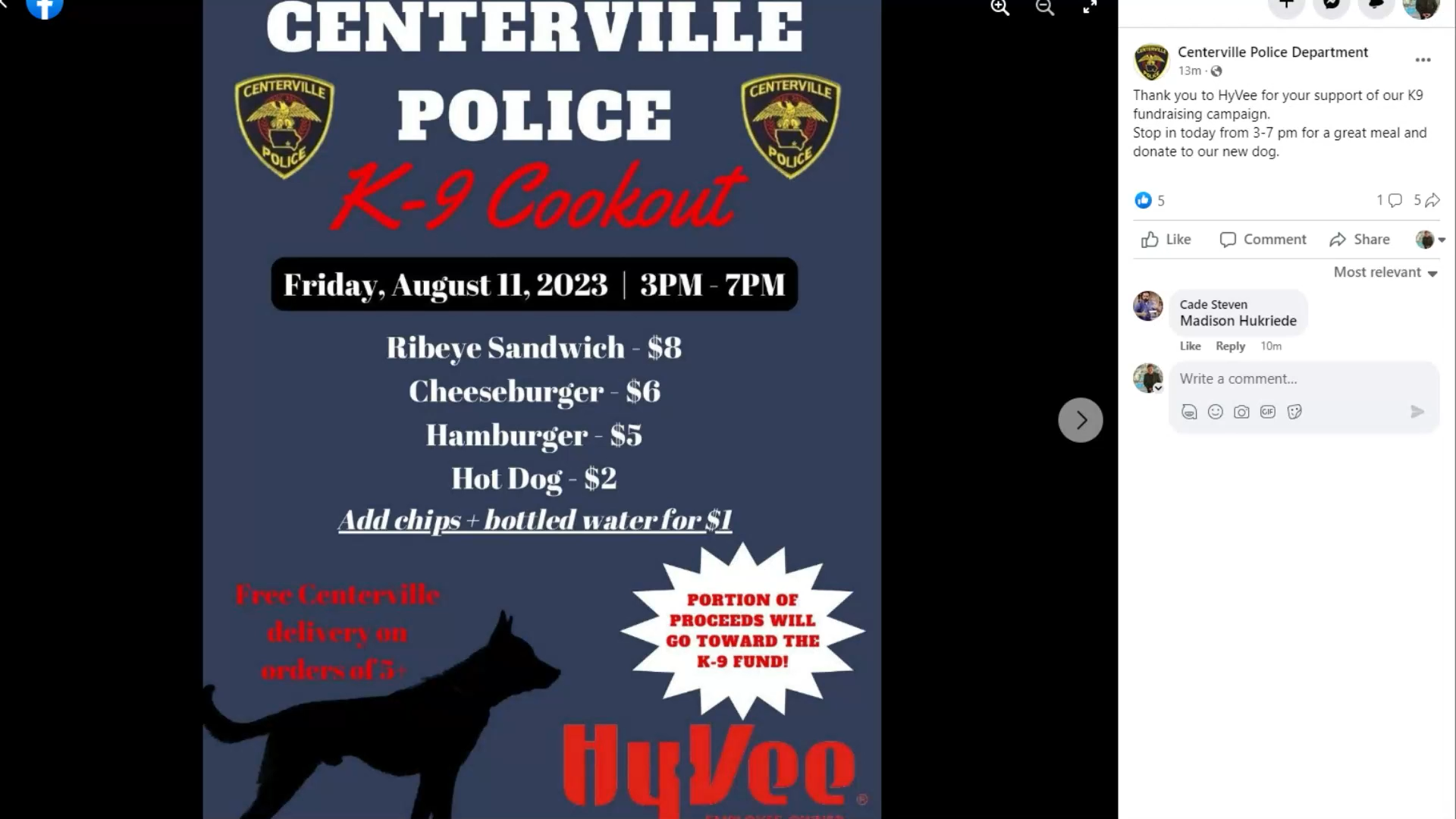 Centerville PD k-9 Cookout