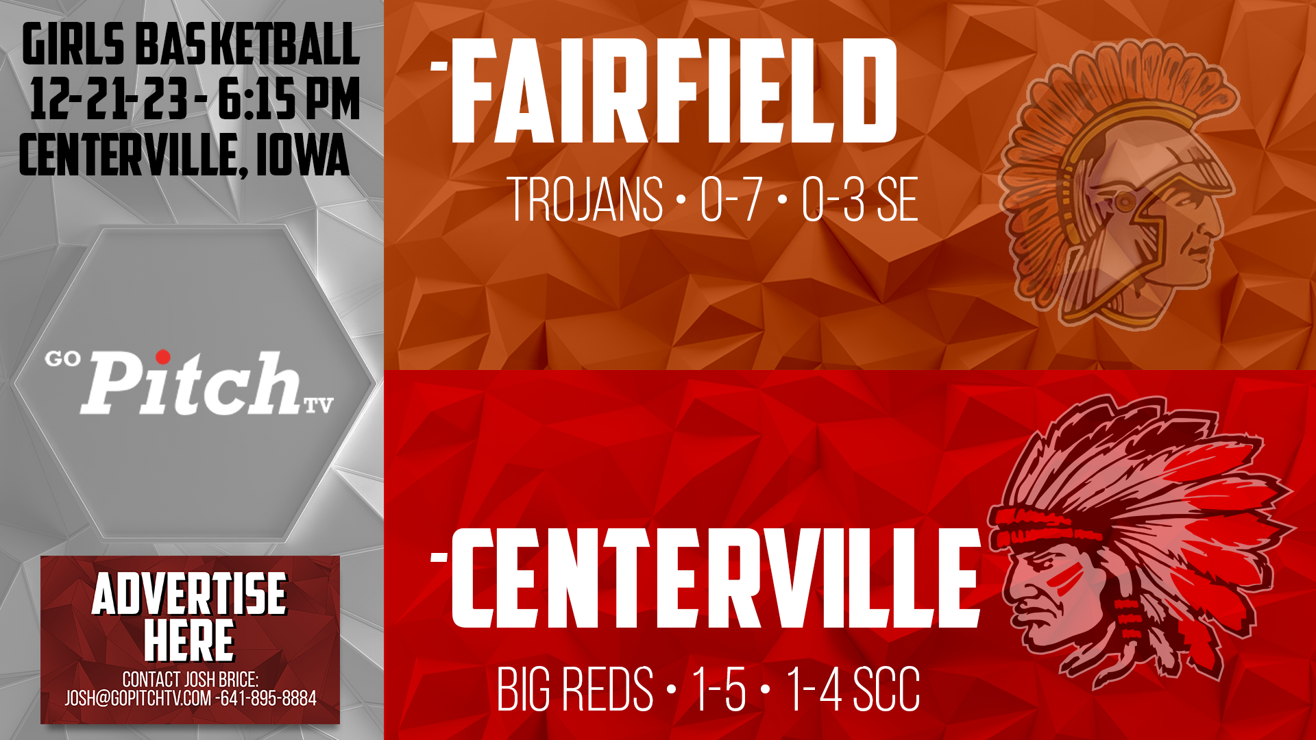 Centerville Girls Basketball vs Fairfield 12-21-23