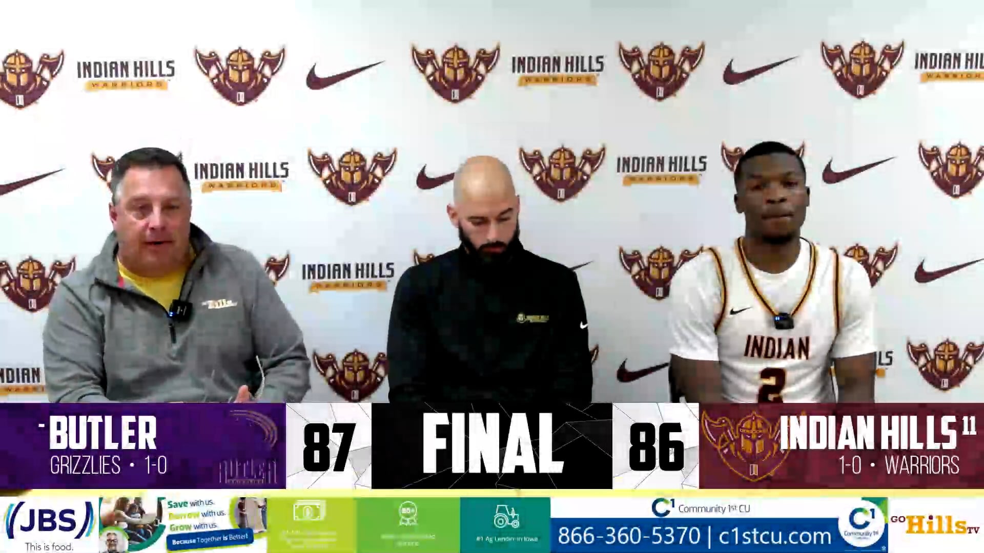 11-2-24 IHCC Men's Basketball vs Butler Post Game Interview
