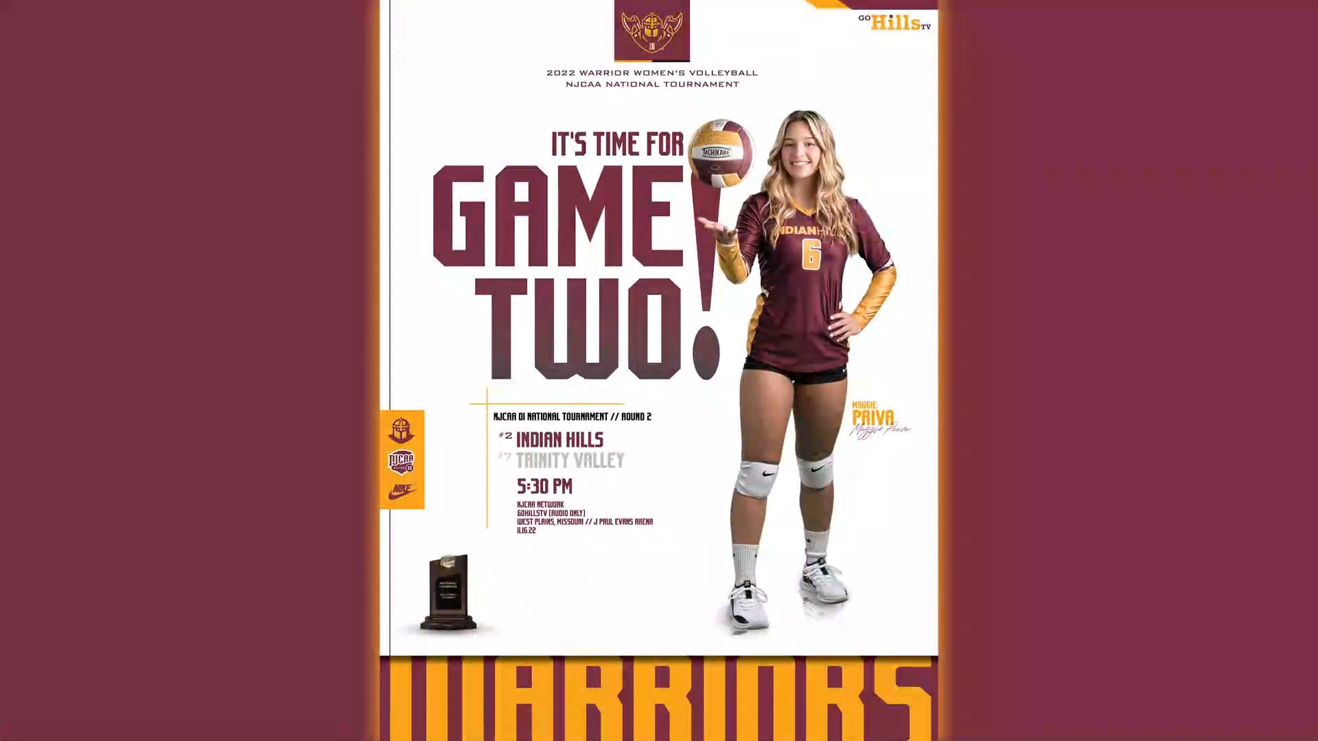 National Tournament Quarterfinals 11-17-22 IHCC Volleyball vs Trinity Valley