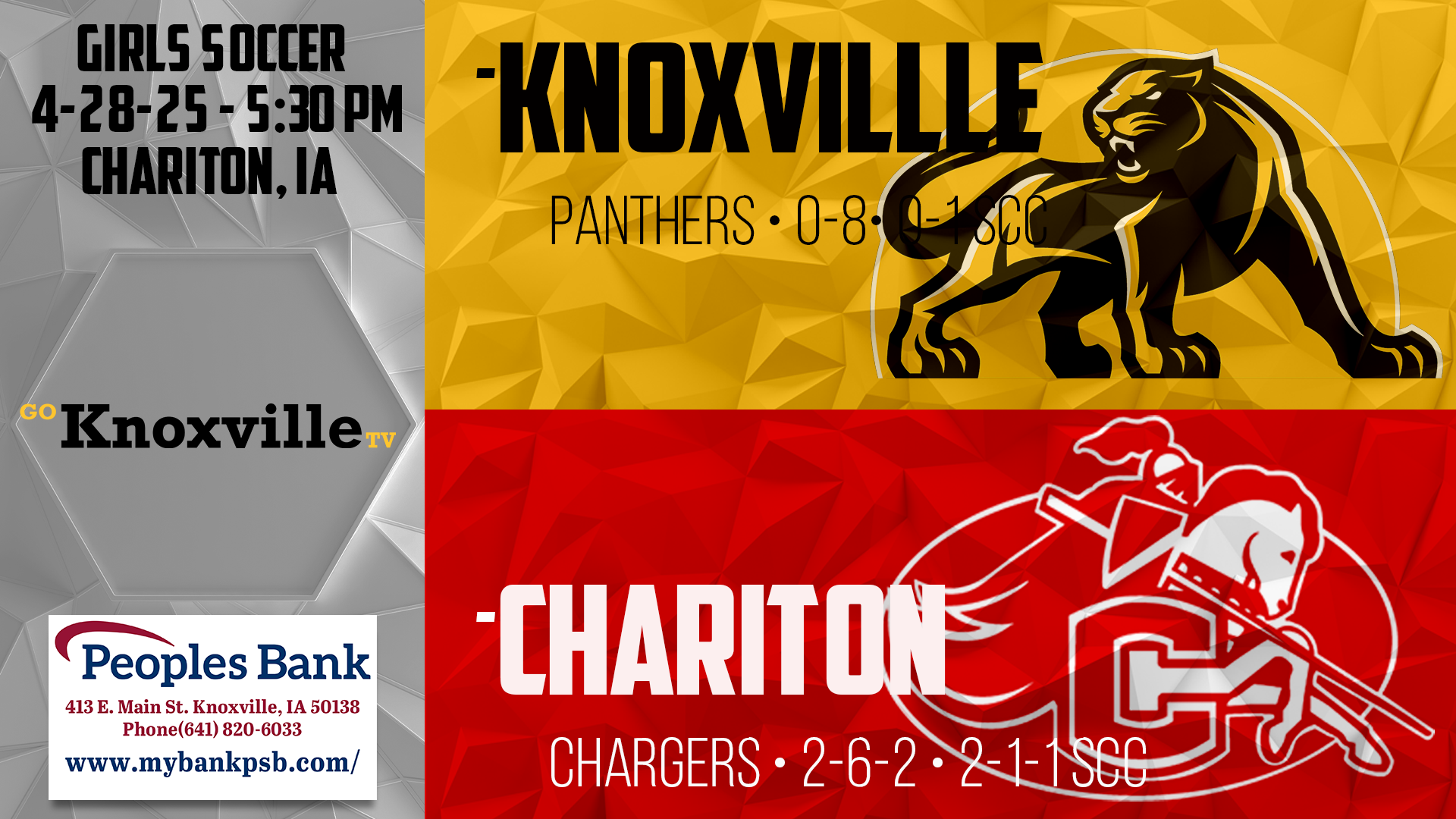 Knoxville @ Chariton Girls Soccer 4-28-25