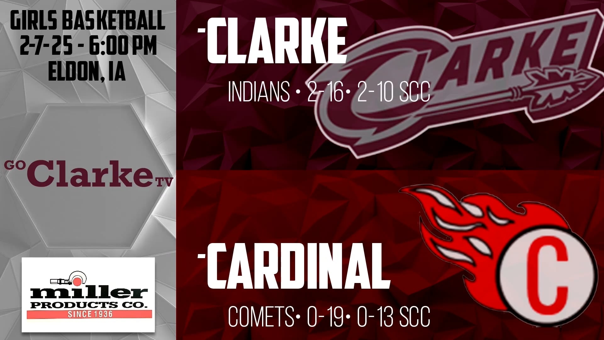Clarke Girls Basketball at Cardinal 2-7-25