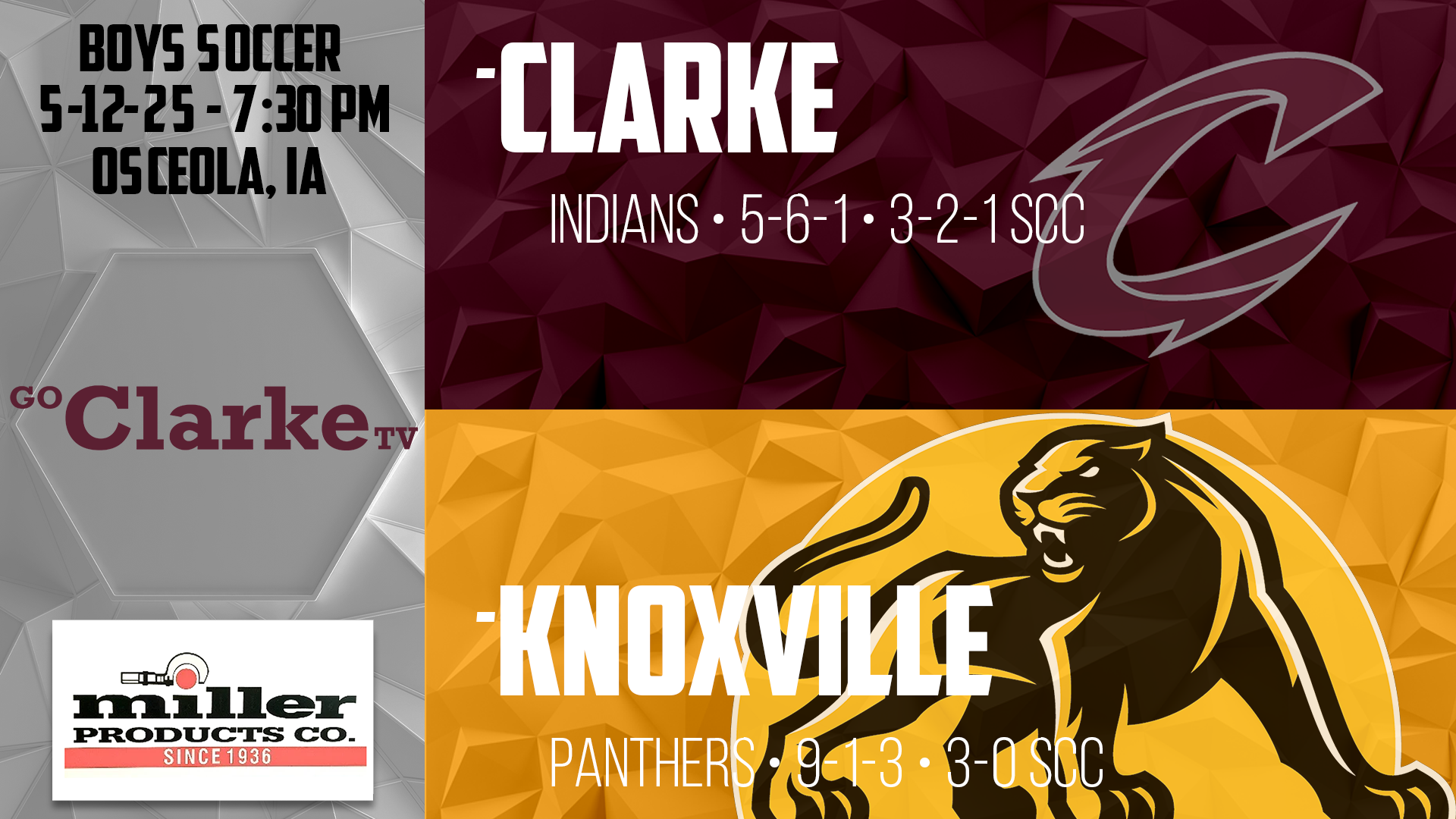 Knoxville Boys Soccer vs Clarke 5-12-25
