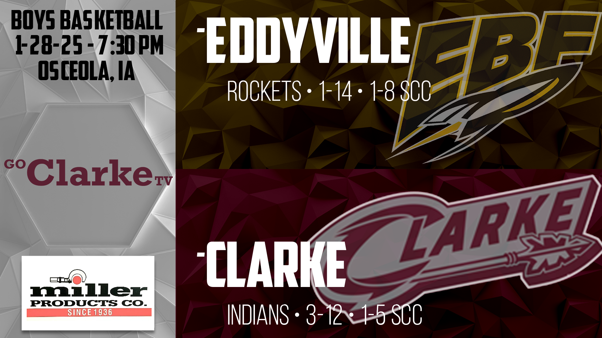 Boys Basketball Clarke vs EBF 1-28-25