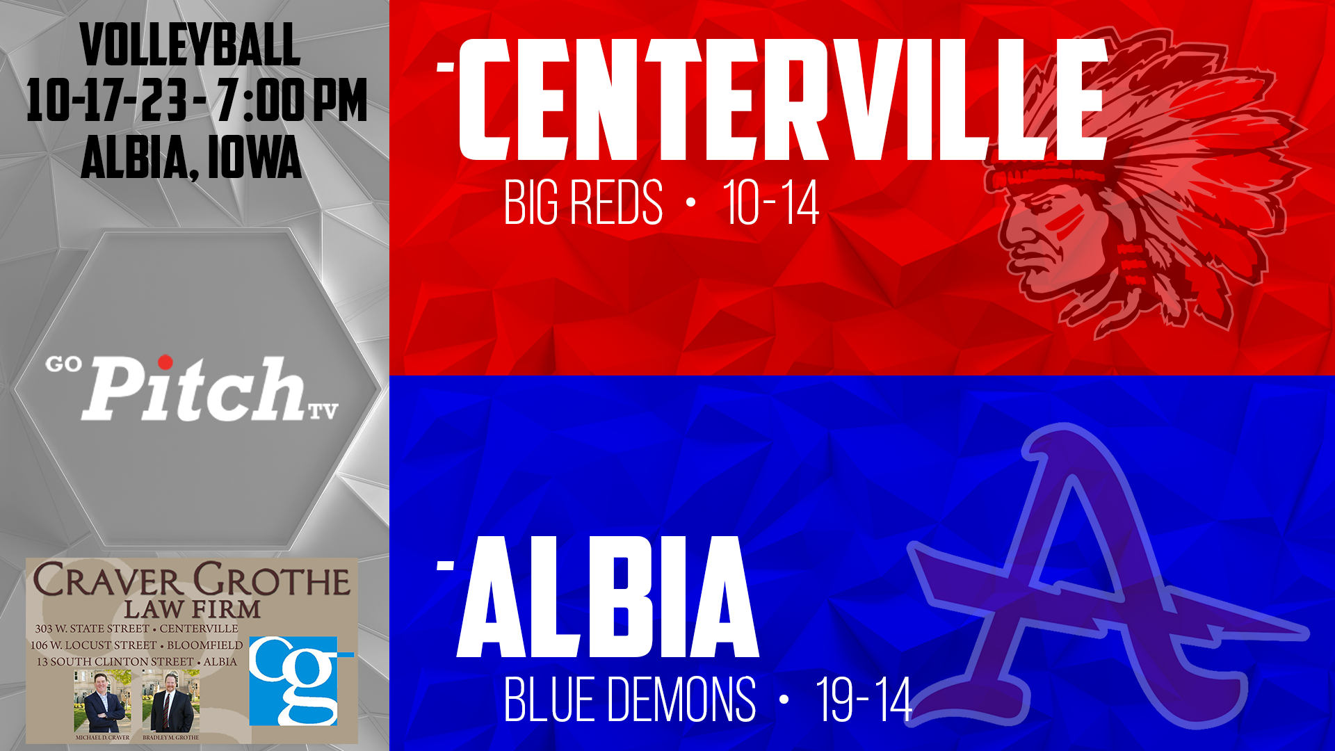 Centerville Volleyball vs Albia 10-17-23