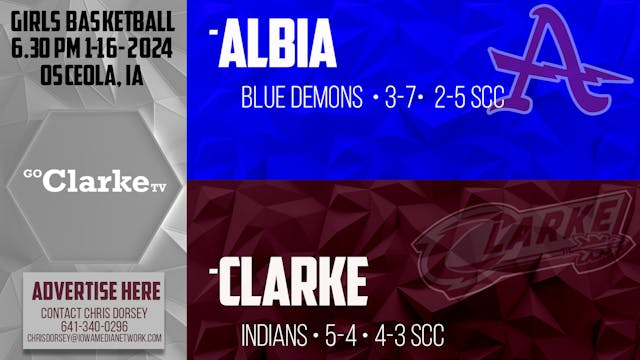 Clarke Girls Basketball vs Albia 1-16-24