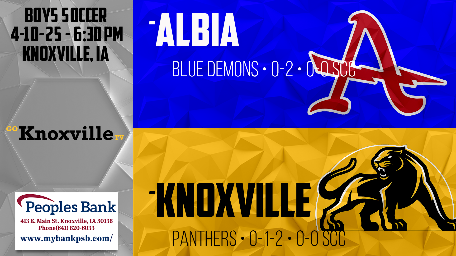 Knoxville Boys Soccer vs Albia 4-10-25