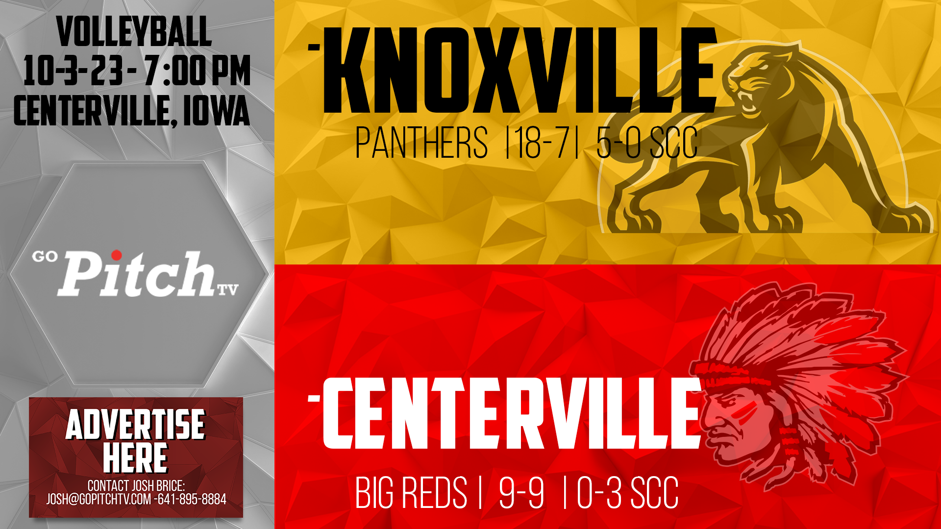Centerville Volleyball vs Knoxville 10-3-23