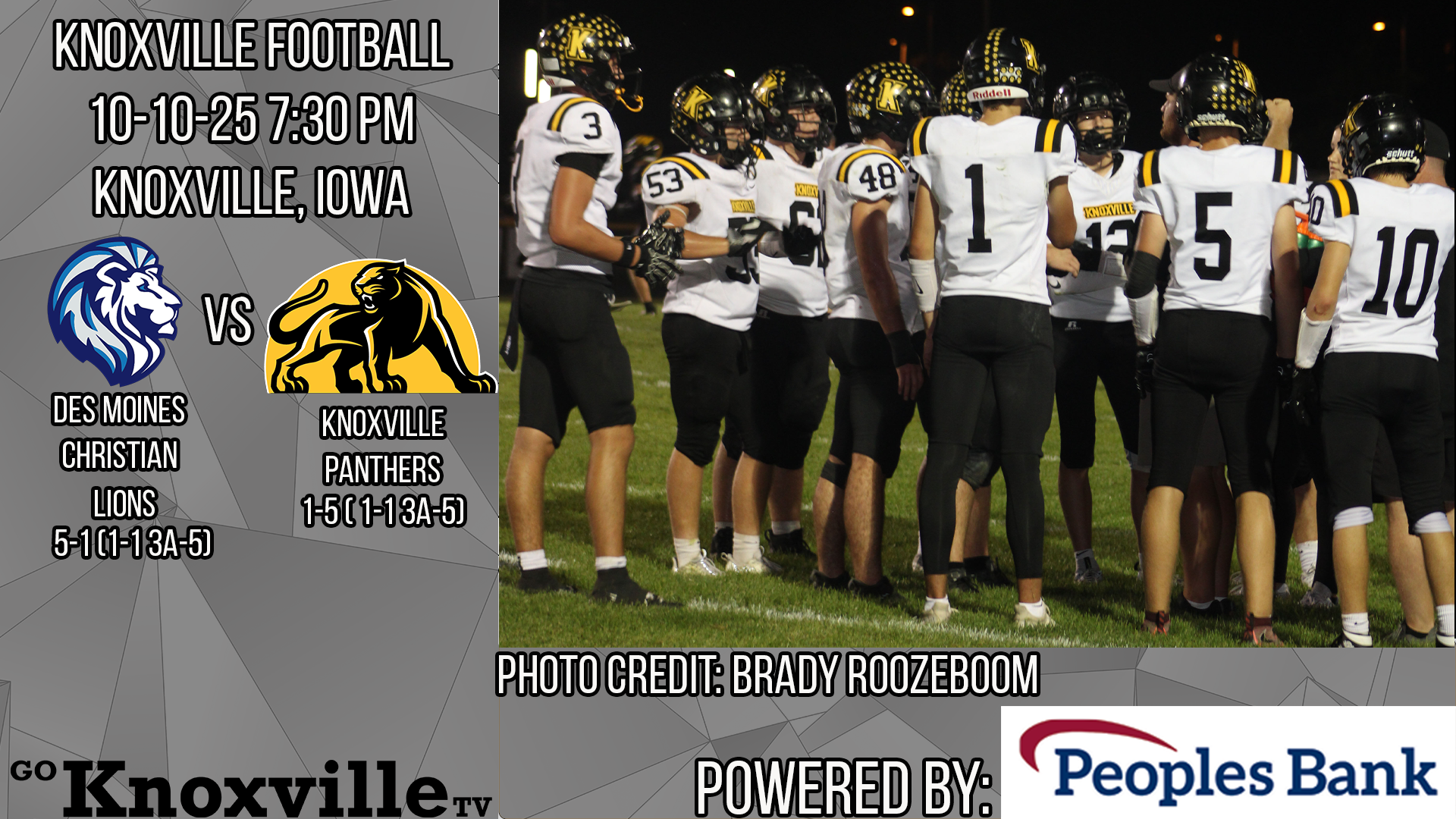 Knoxville vs Des Moines Christian Football 10-10-25