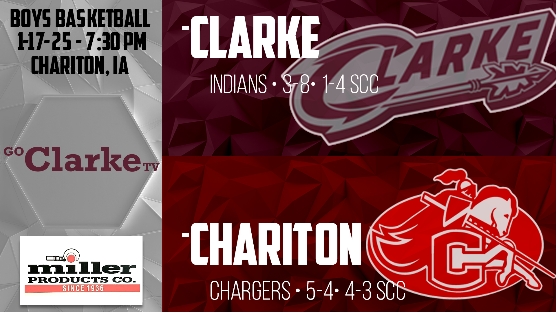 Clarke Boys Basketball @ Chariton  1-17-25 