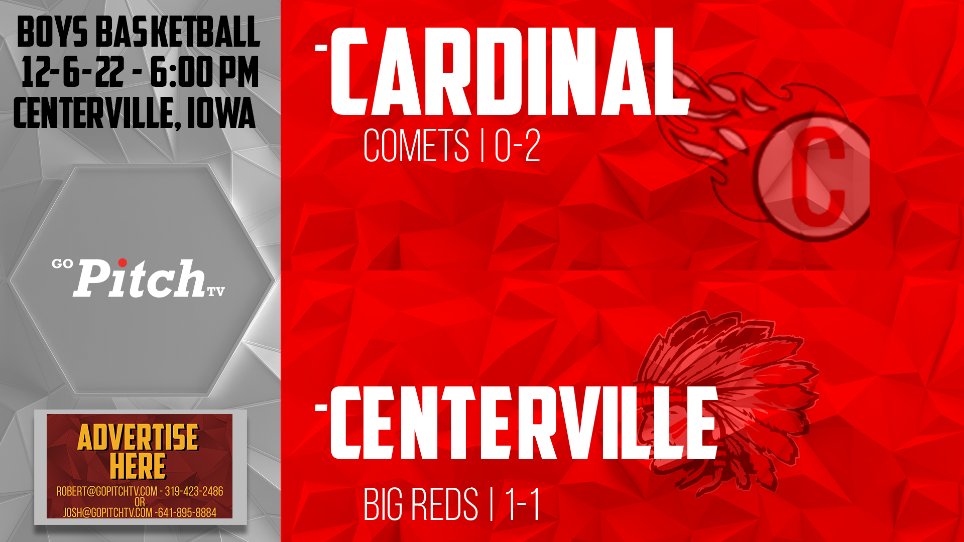 Centerville Boys Basketball vs Cardinal 12-6-22