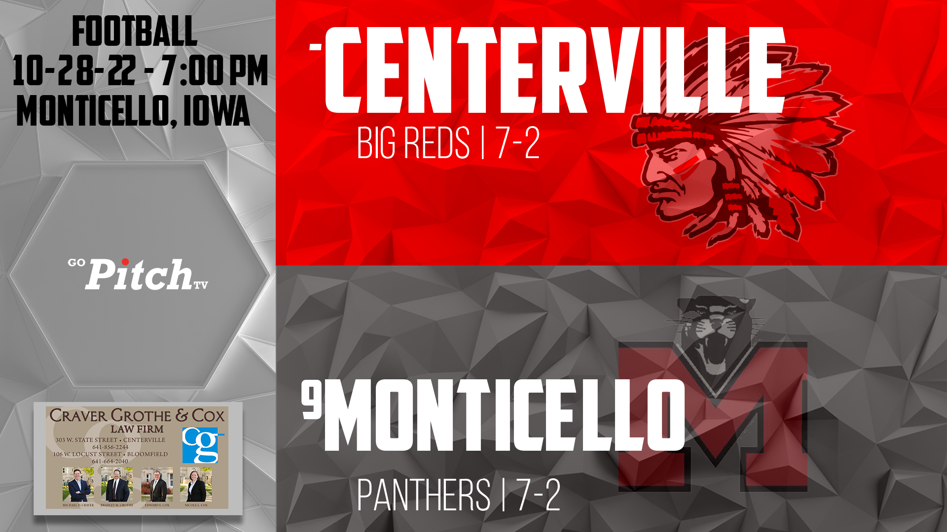 Centerville Football vs Monticello Post Season Round 2 10-28-22
