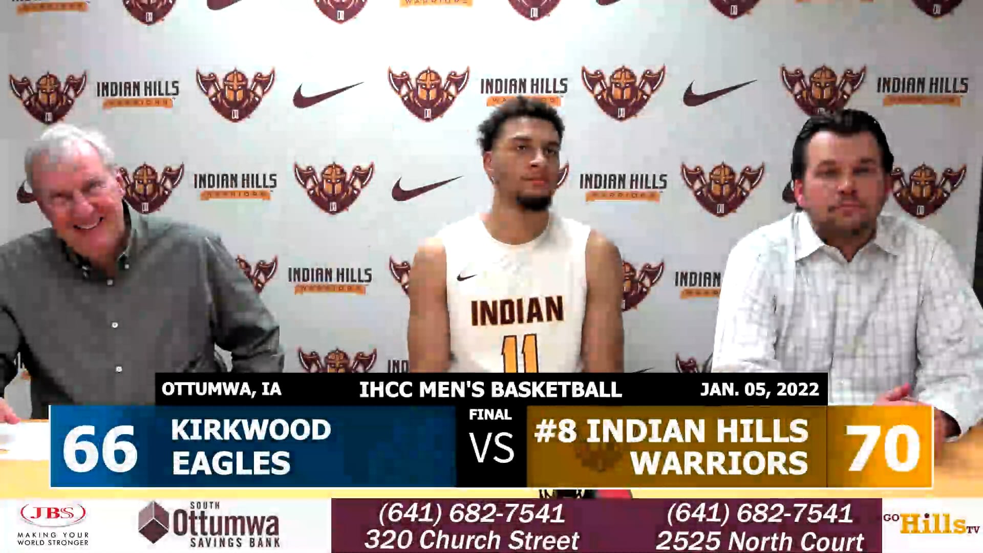 1-5-22 IHCC Men's Basketball vs Kirkwood Post Game Interview