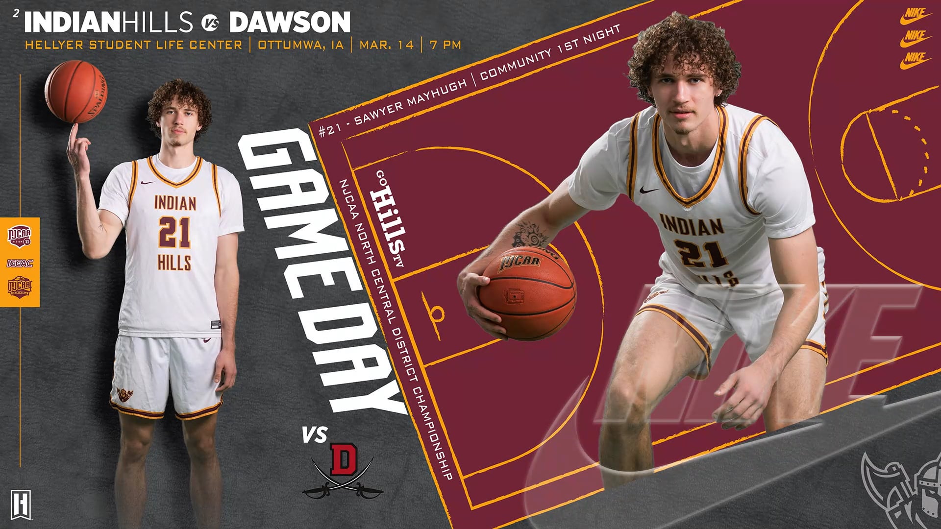 NJCAA North Central District Championship: IHCC Men's Basketball vs Dawson