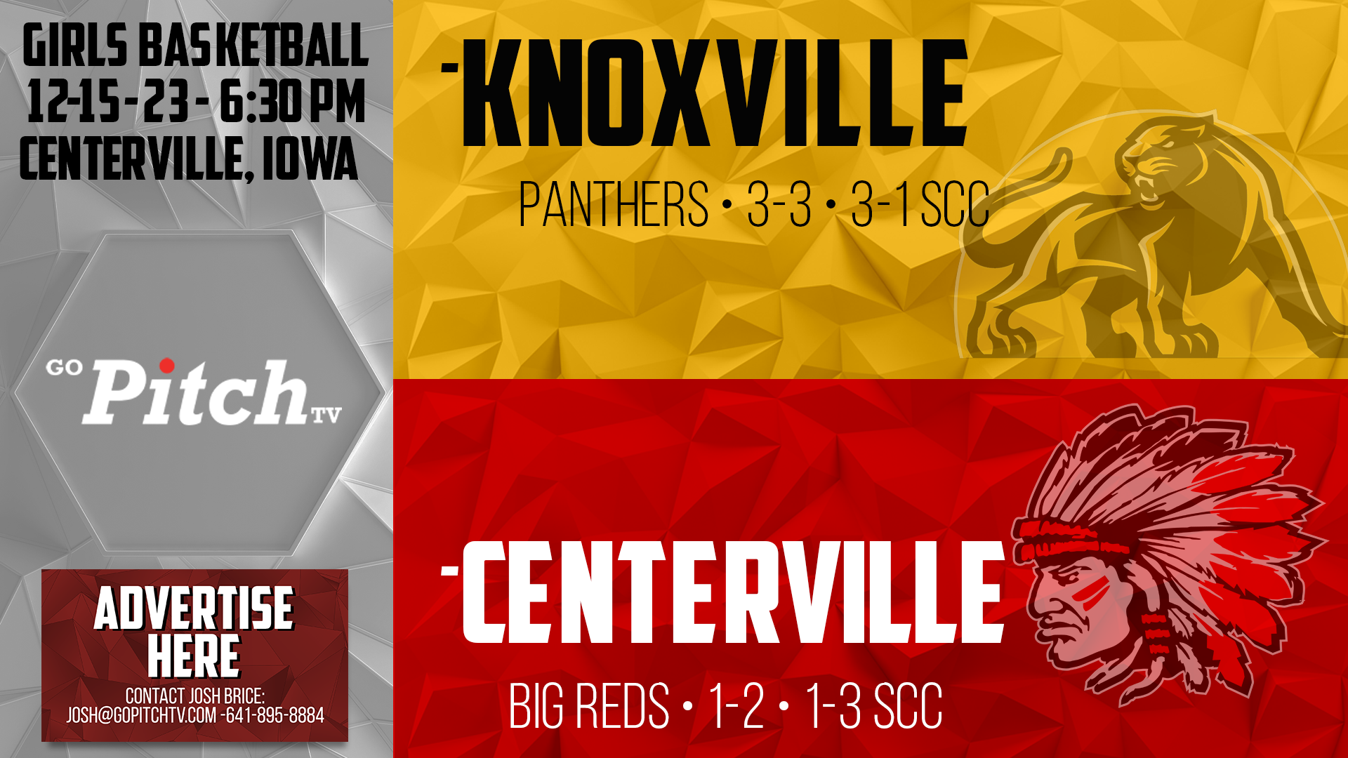 Centerville Girls Basketball vs Knoxville 12-15-23
