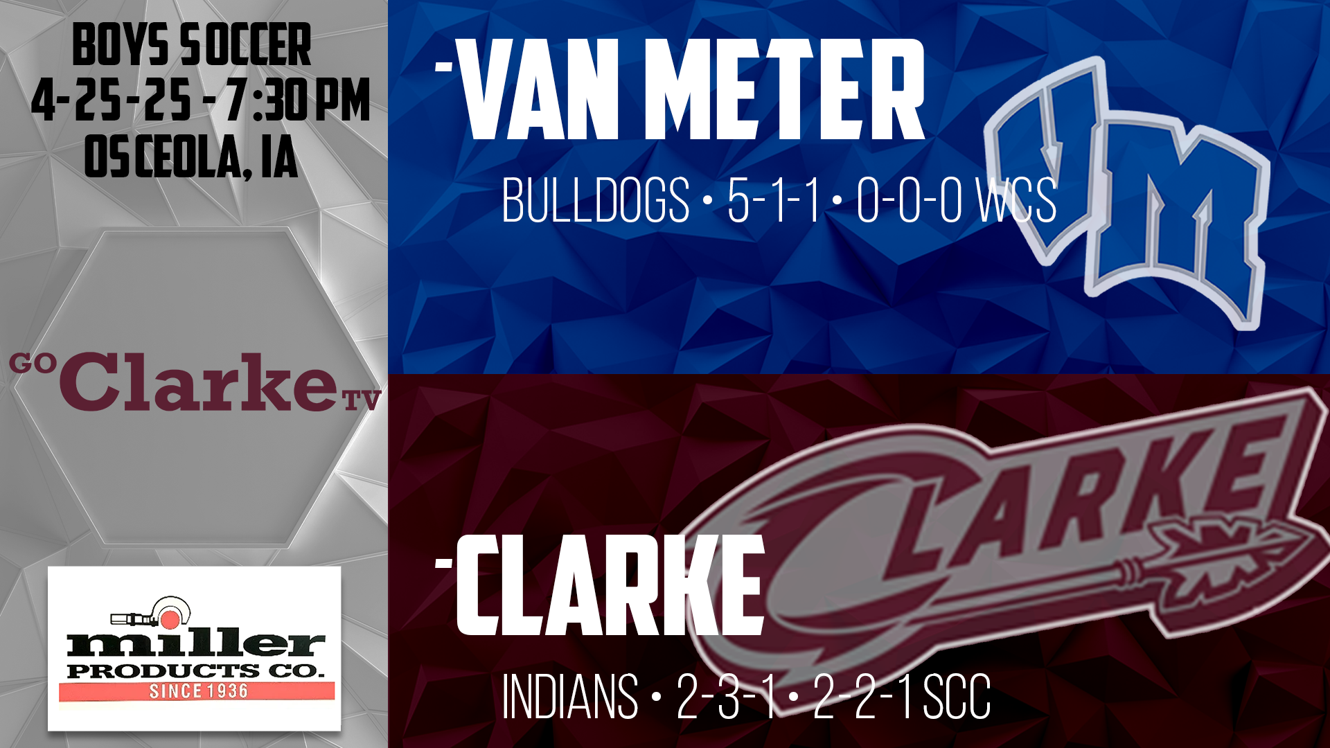 Clarke vs Van Meter Boys Soccer 4-25-25