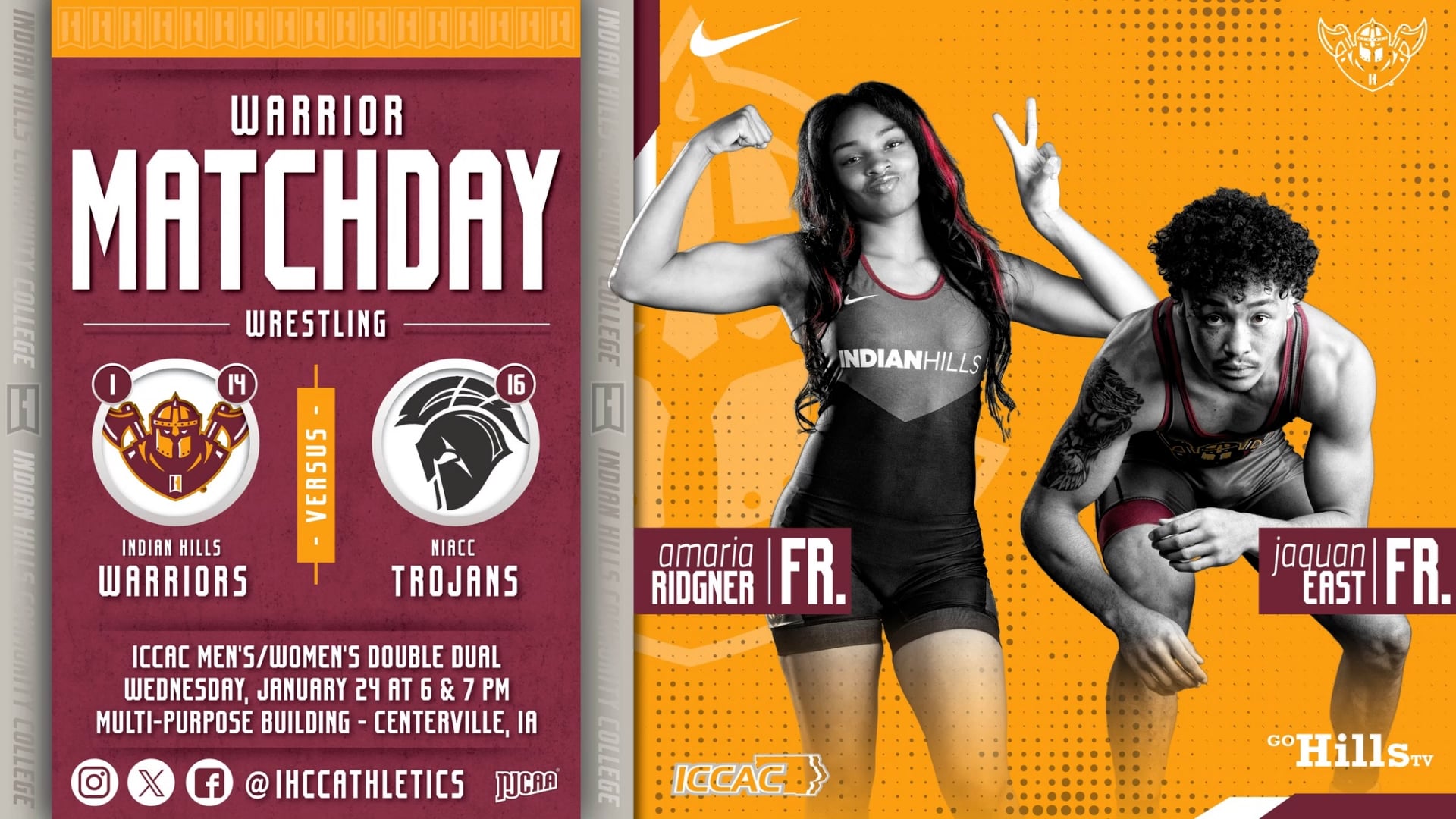 1-24-24 IHCC Men's Wrestling vs NIACC