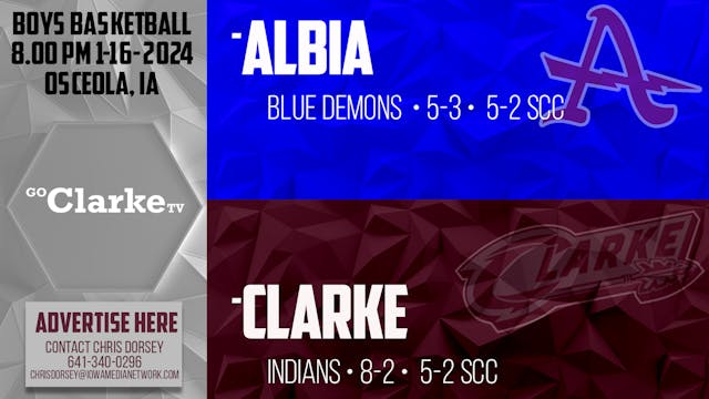 Clarke Boys Basketball vs Albia 1-16-24