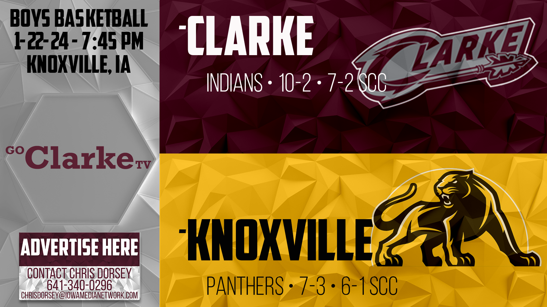 Clarke Boys Basketball @ Knoxville 1-22-24
