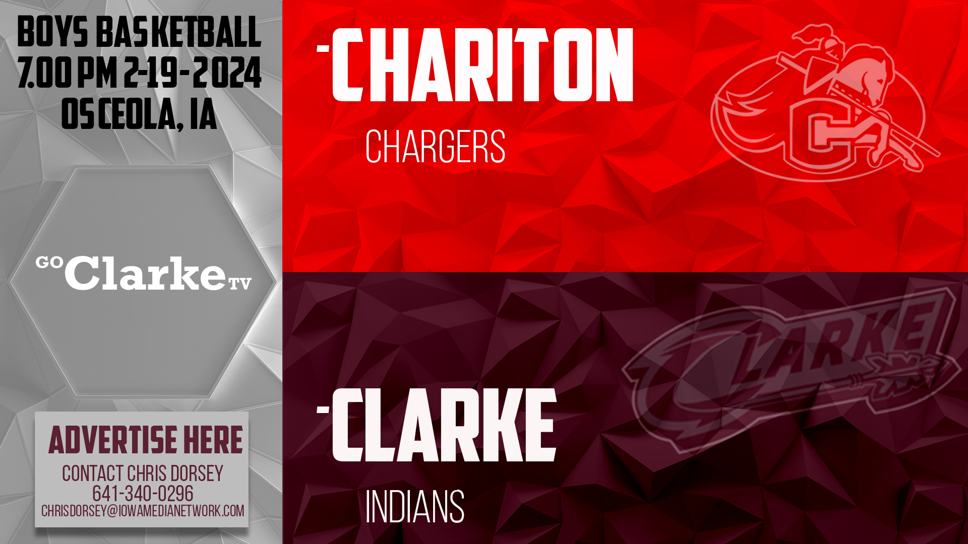 Clarke Boys Basketball vs Chariton 2-19-24