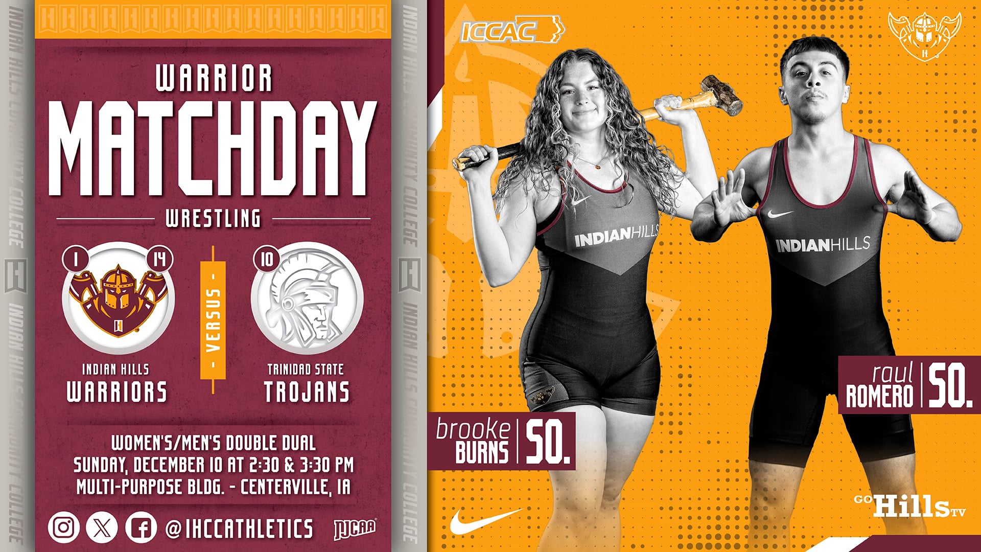 12-10-23 IHCC Men's Wrestling vs Trinidad State