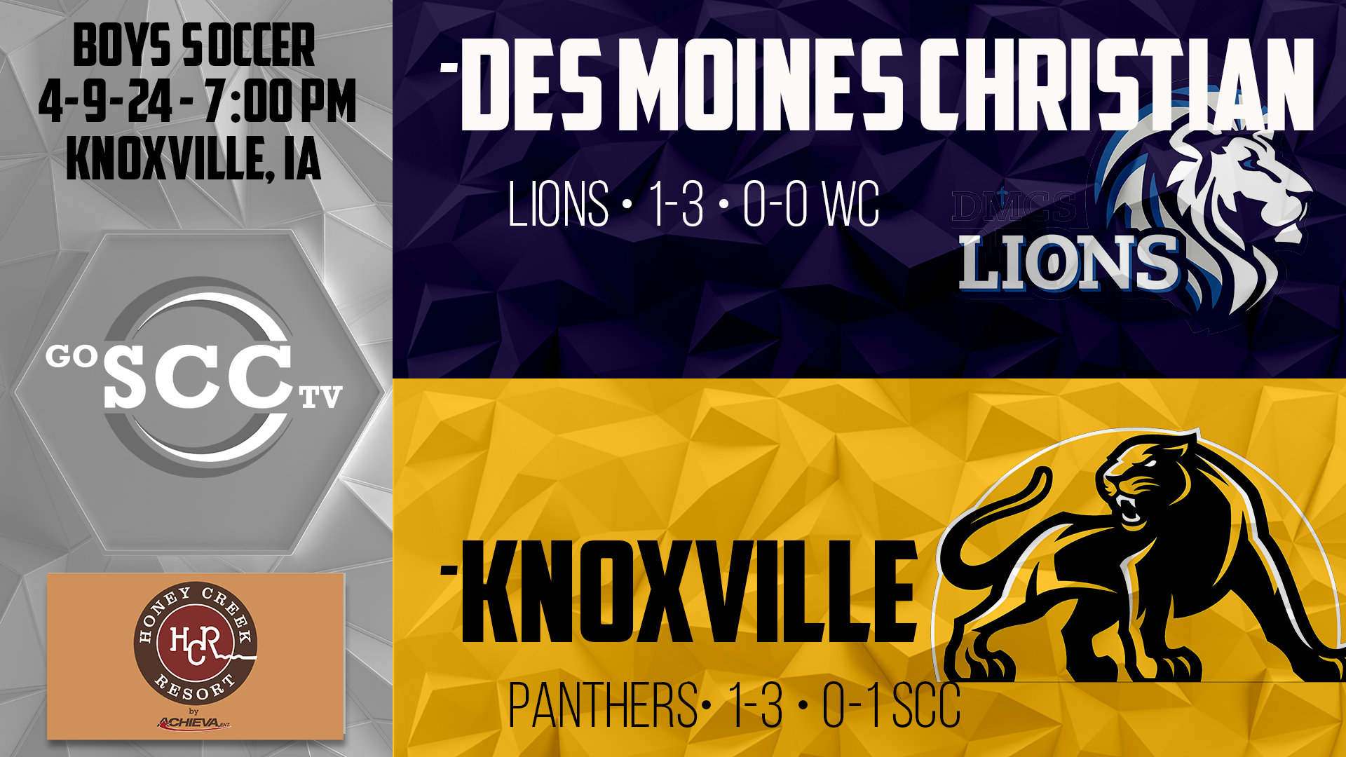 Knoxville Boys Soccer vs Des Moines Christian 4-9-24