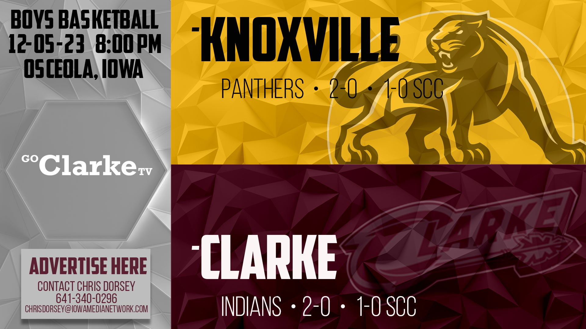 Clarke Boys Basketball vs Knoxville 12-5-23