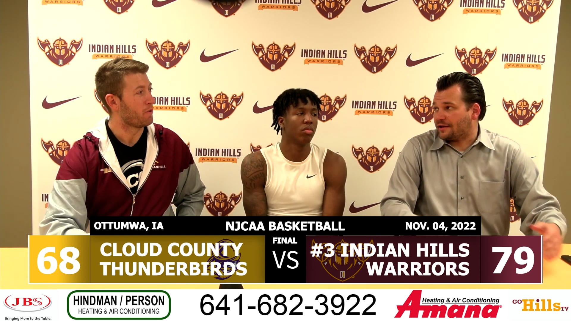 11-4-22 IHCC Men's Basketball vs Cloud County Post Game Interview
