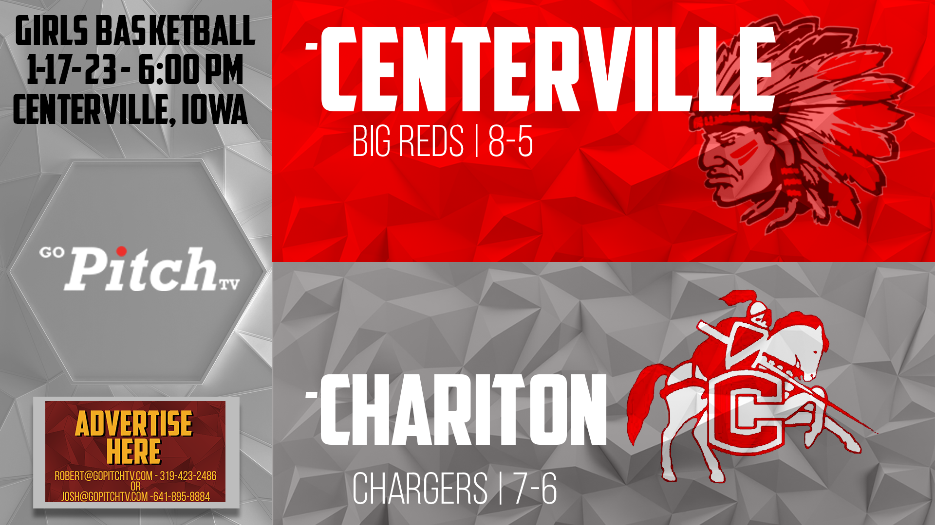 Centerville Girls Basketball vs Chariton 1-17-23