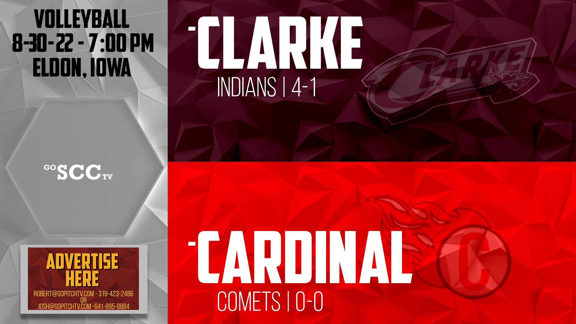 Cardinal Volleyball vs Clarke 8-30-22