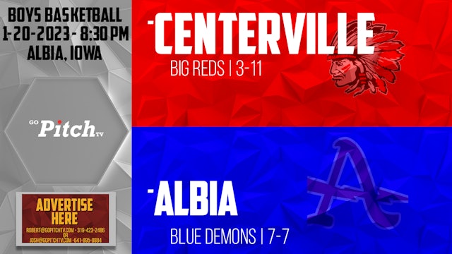 Centerville Boys Basketball vs Albia 1-20-22