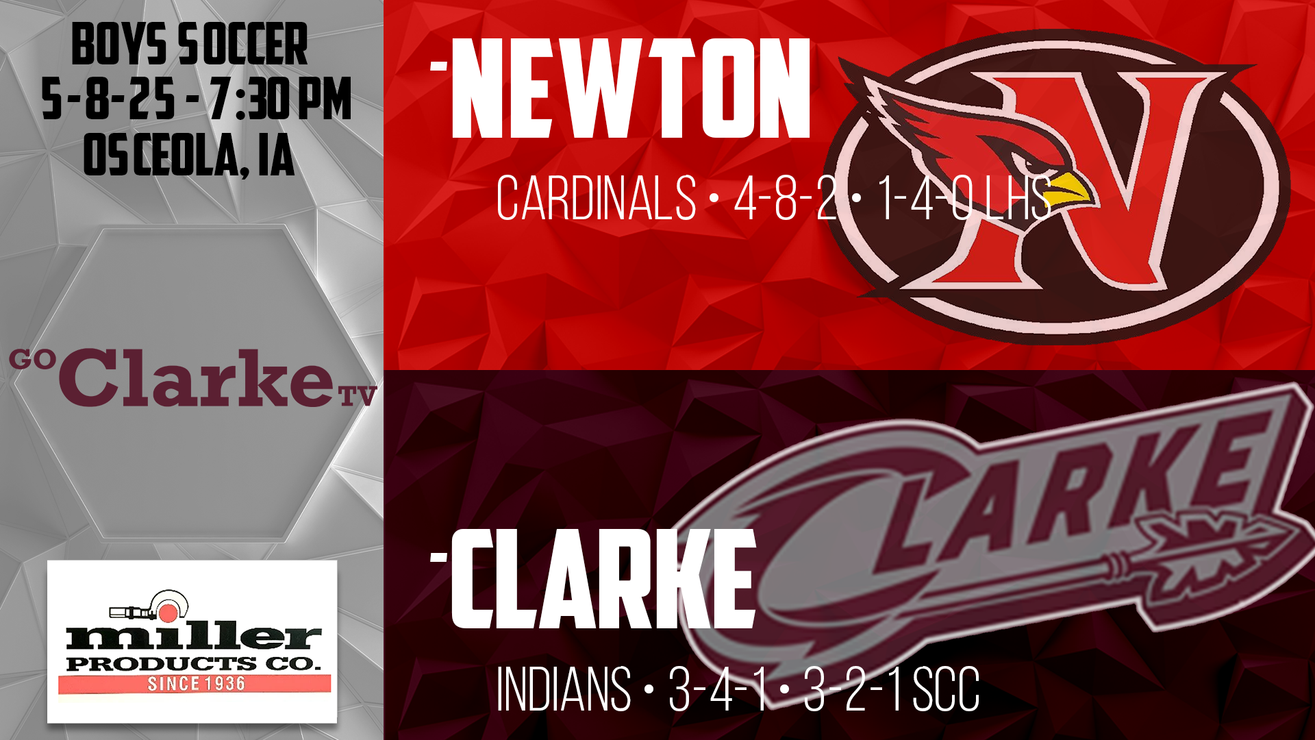 Clarke Boys Soccer vs Newton 5-8-25