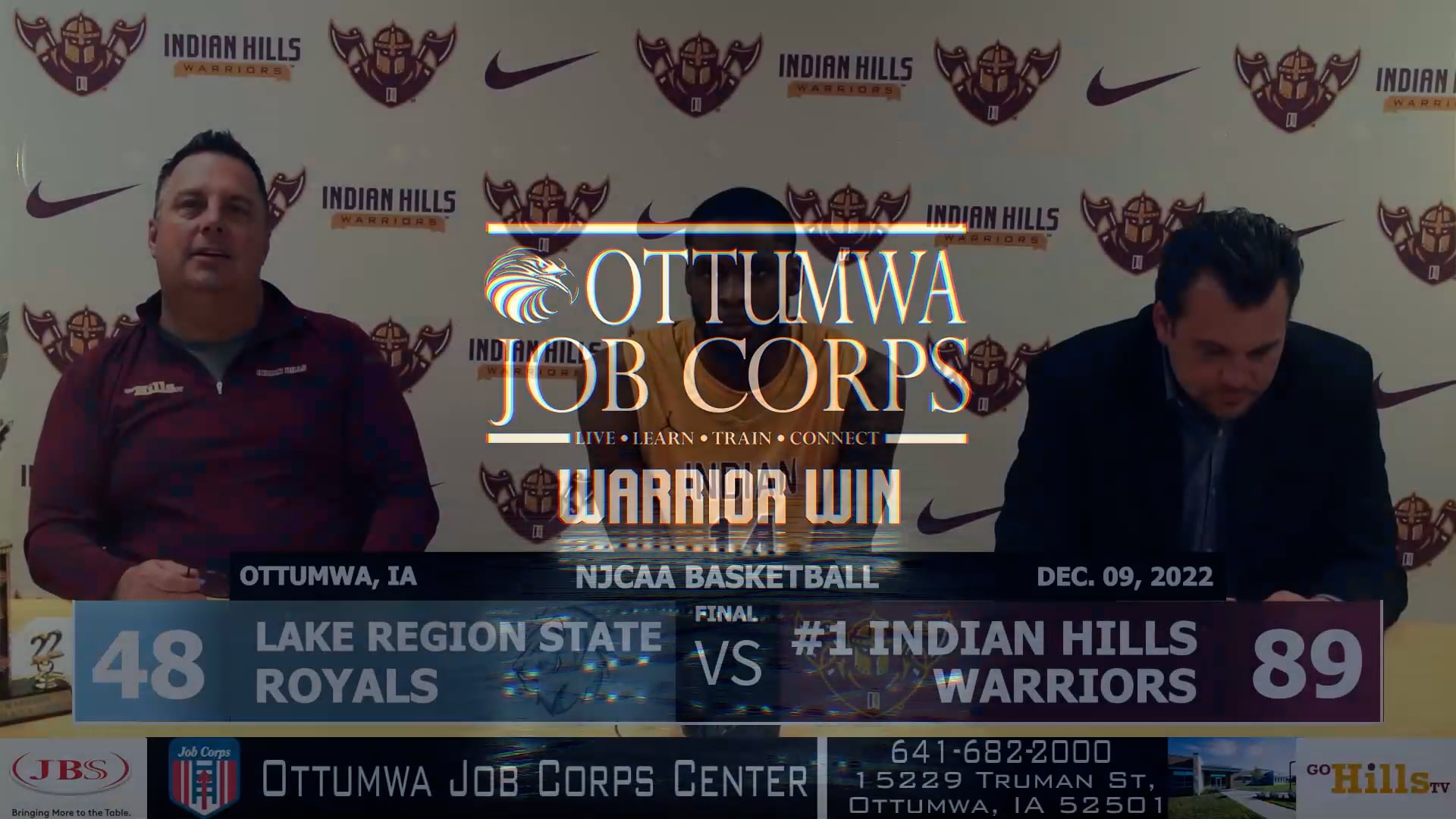 12-9-22 IHCC Men's Basketball vs Lake Region State Post Game Interview