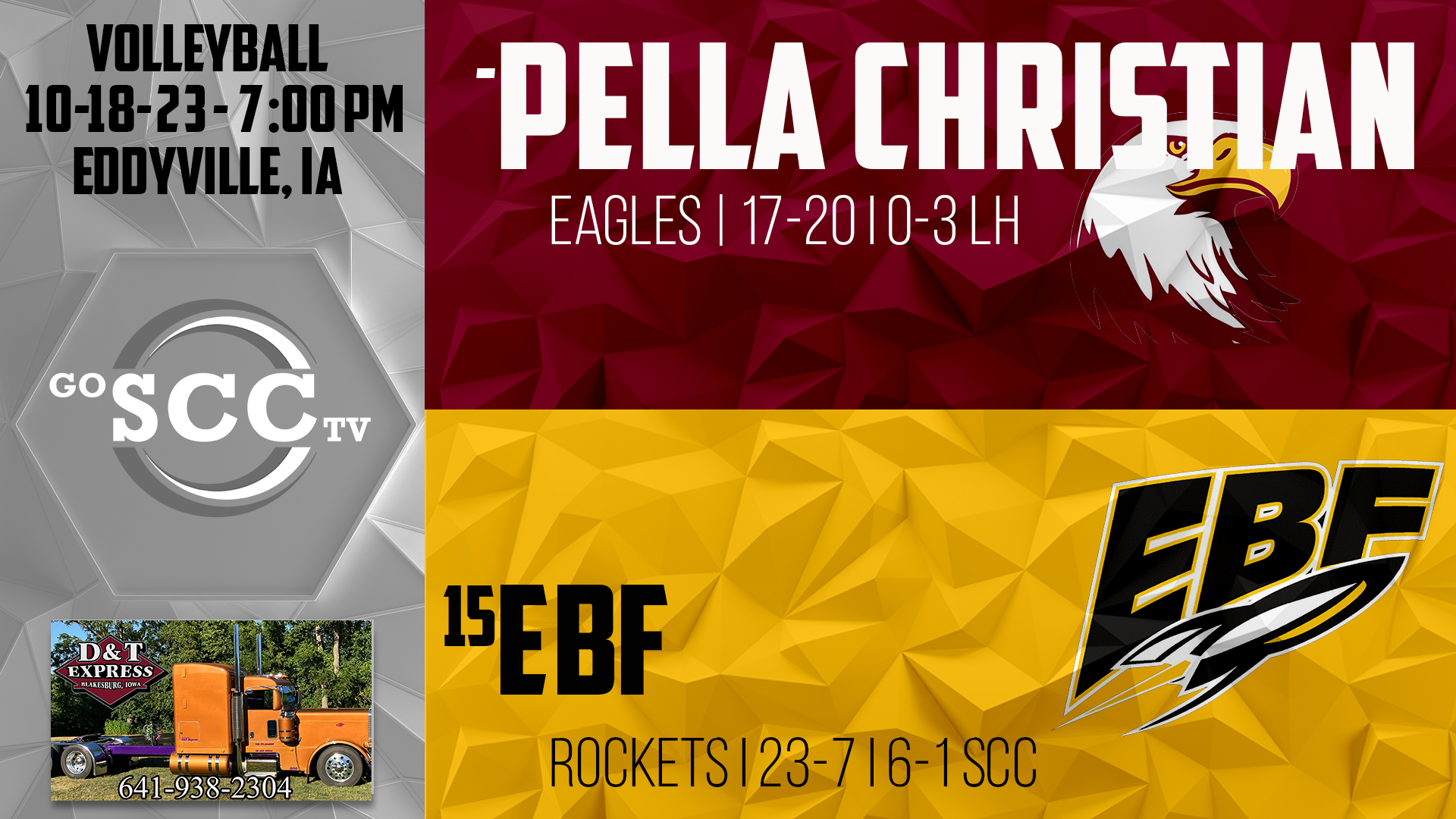 EBF Volleyball vs Pella Christian 10-18-23