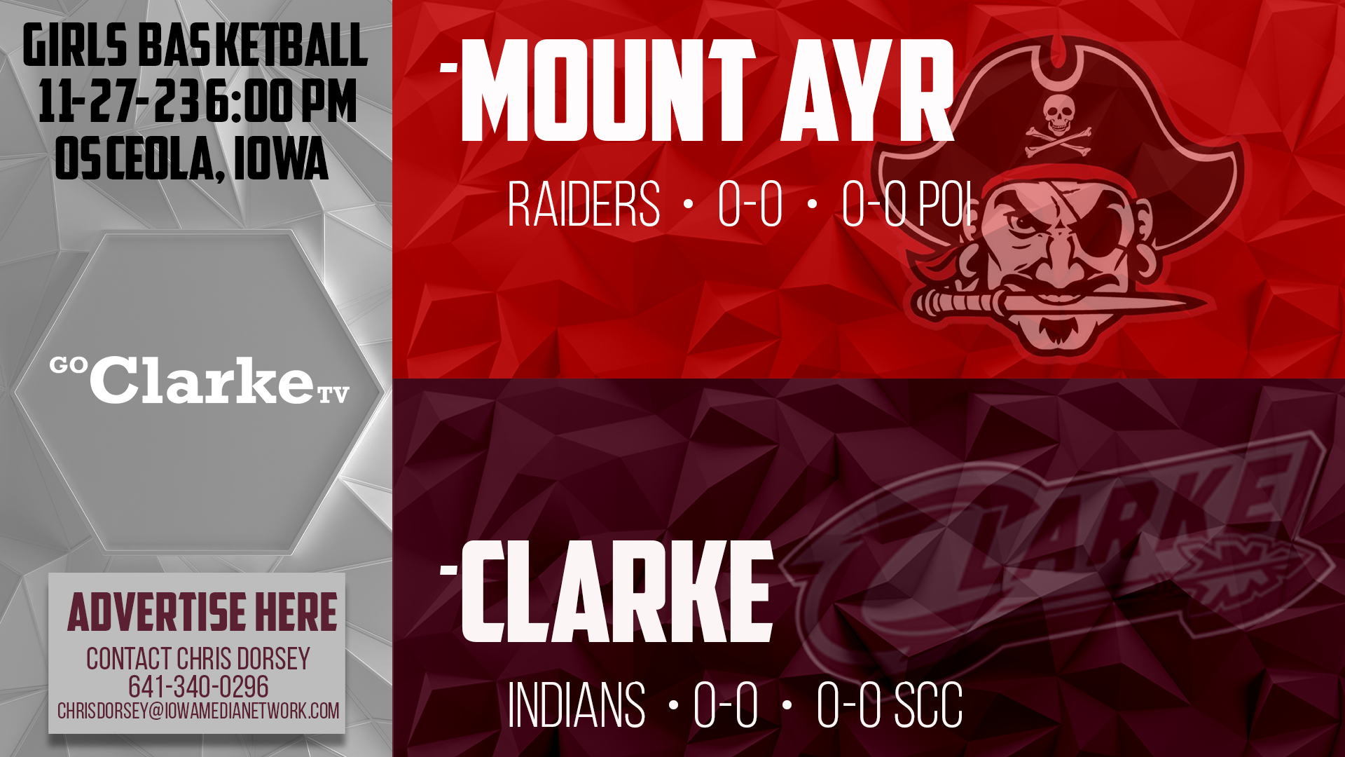 Clarke Girls Basketball vs Mt. Ayr 11-27-23