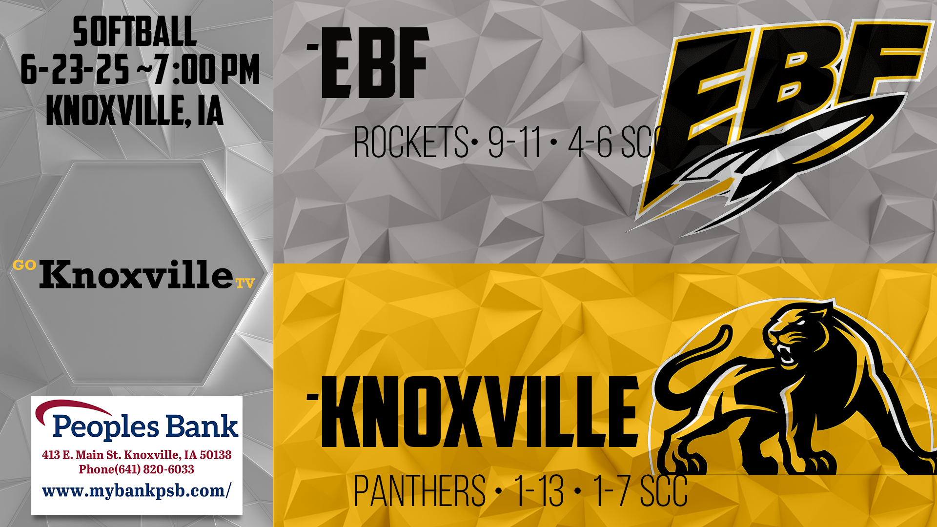 Knoxville vs EBF Softball 6-23-25 - Part 1 Due to Rain