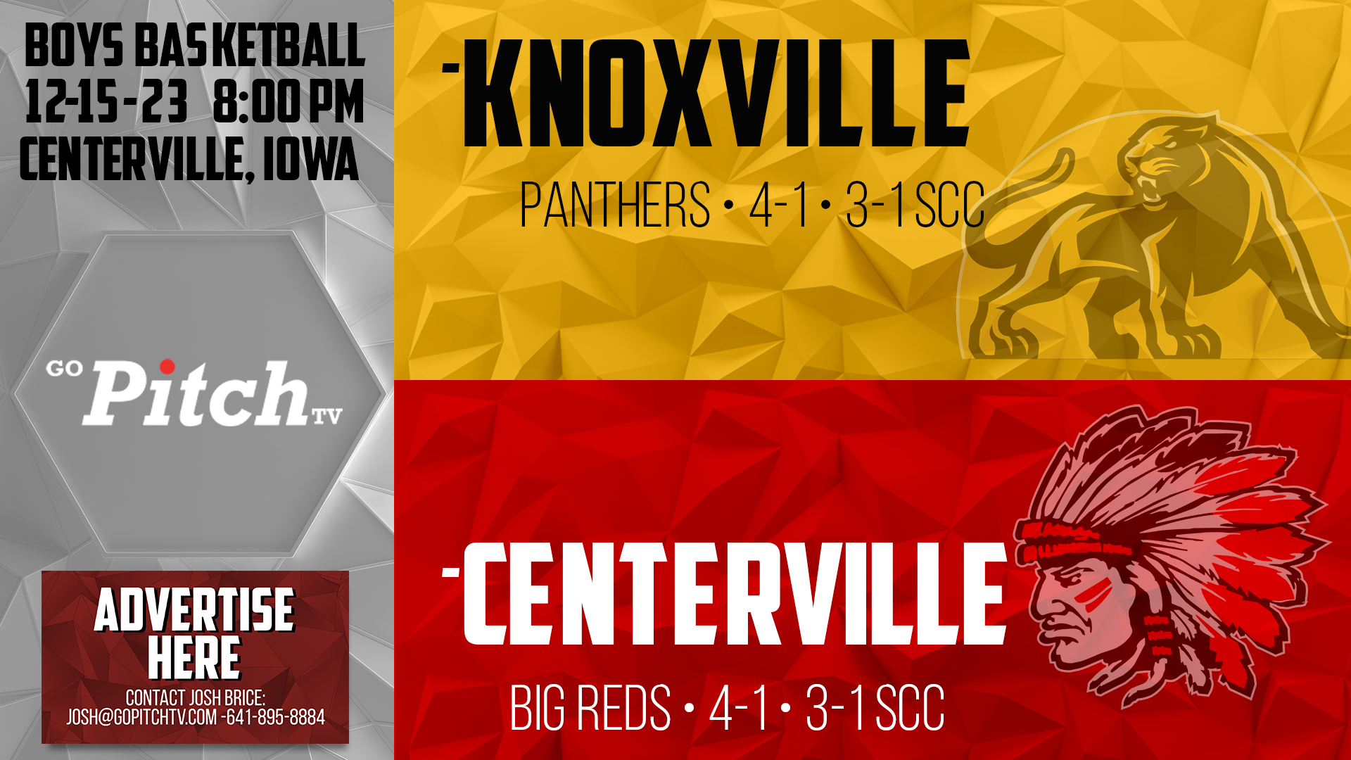 Centerville Boys Basketball vs Knoxville 12-15-23